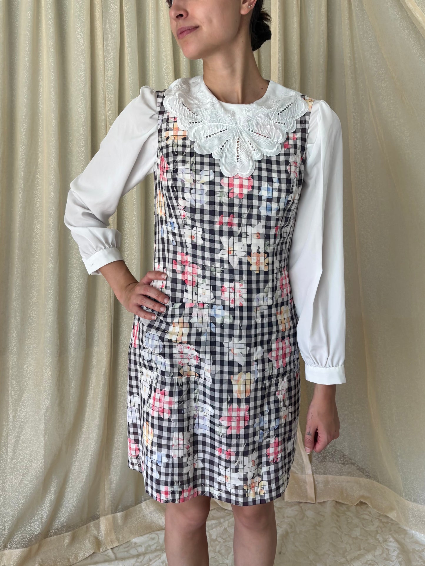 Checkered floral dress