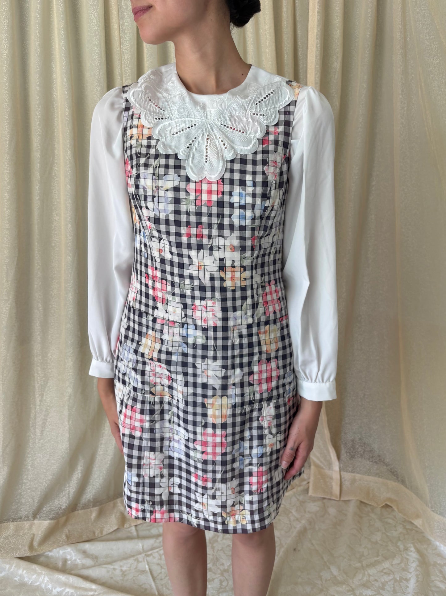 Checkered floral dress