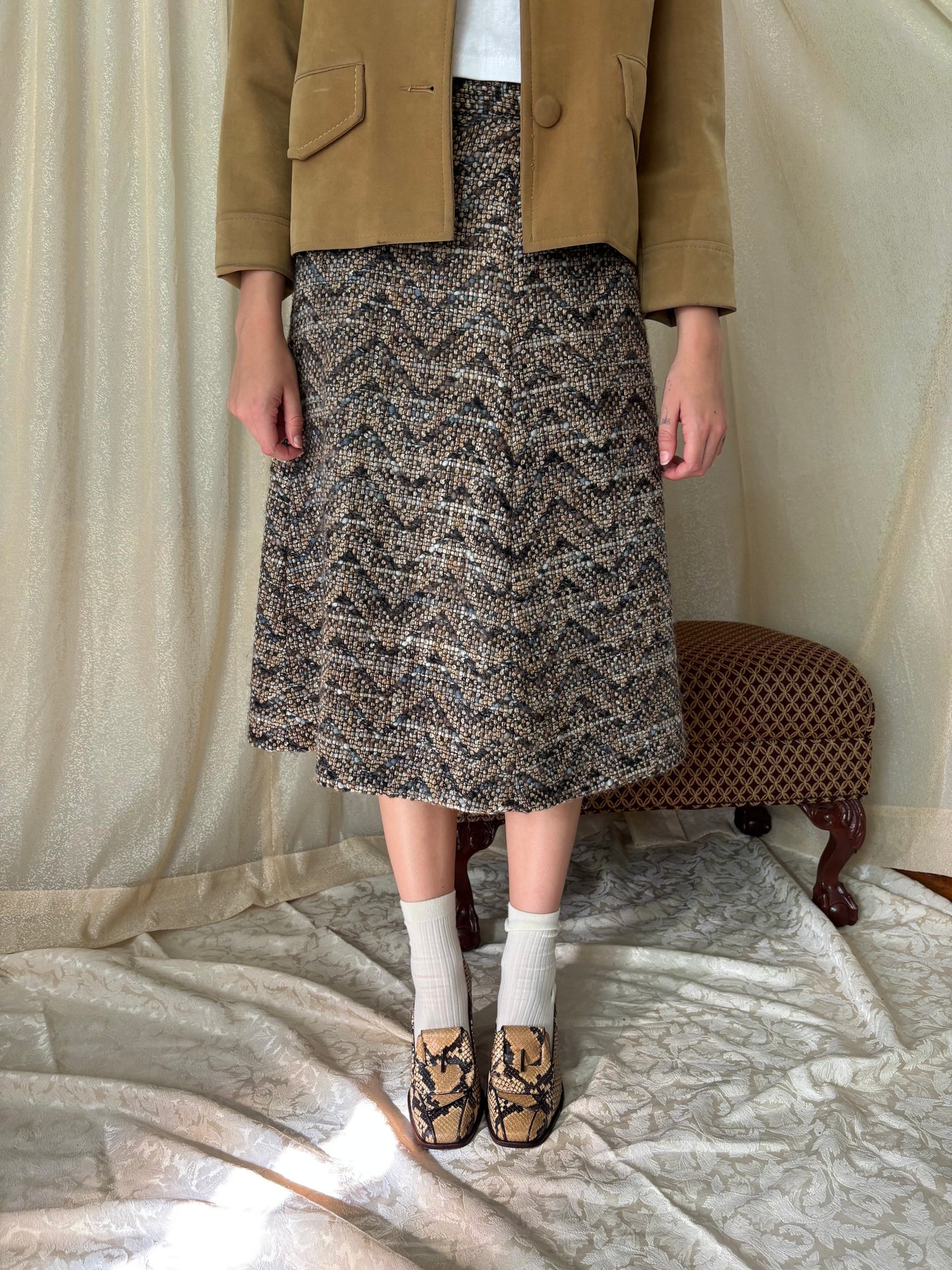 60s wool chevron skirt