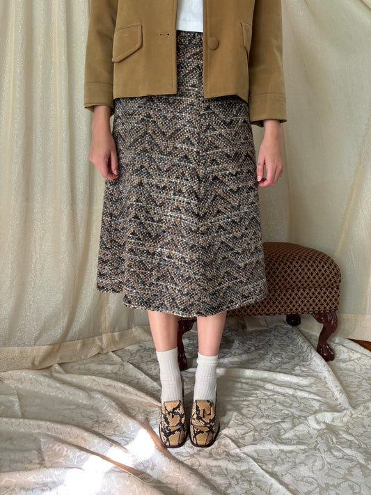 60s wool chevron skirt