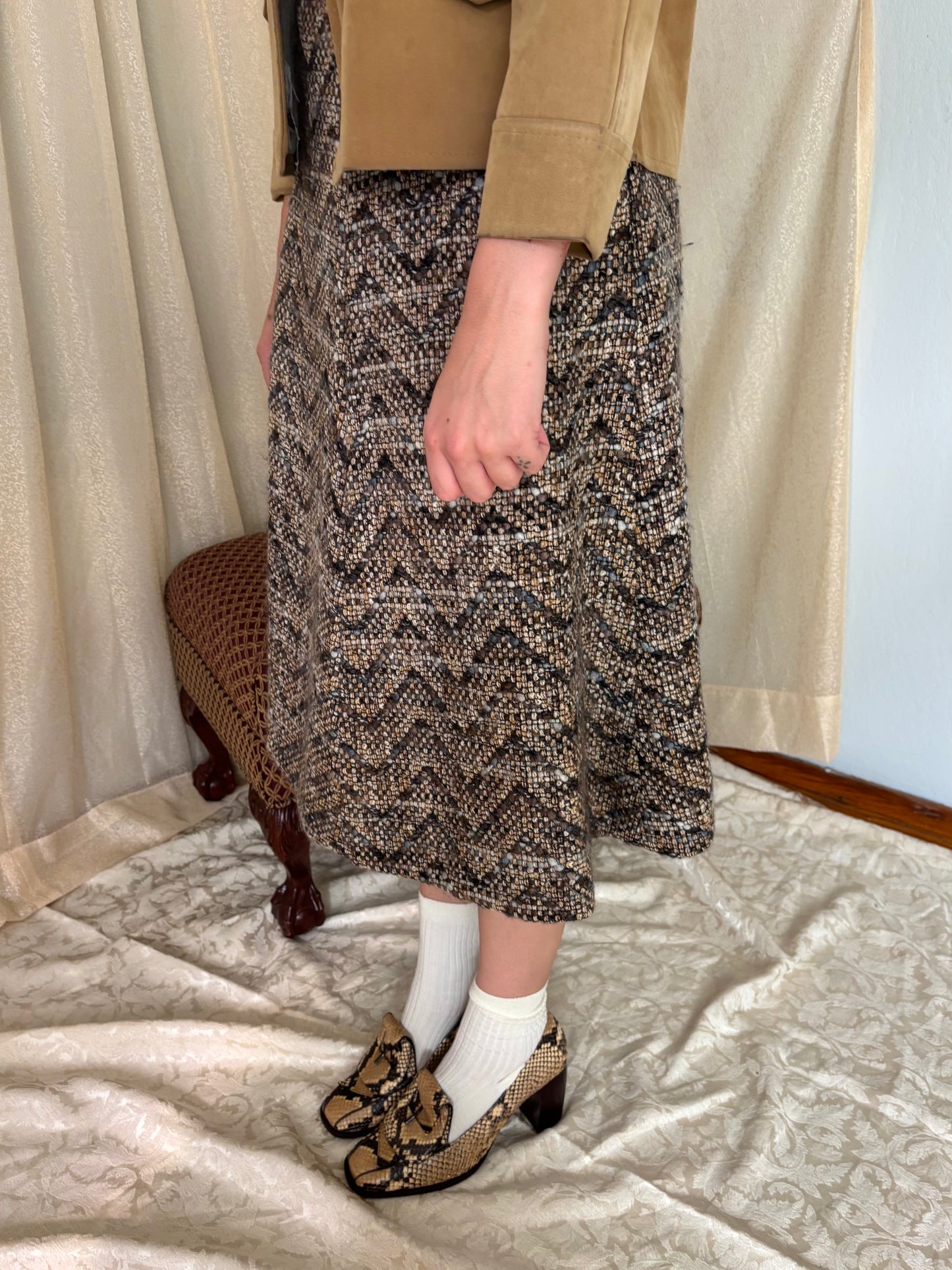 60s wool chevron skirt