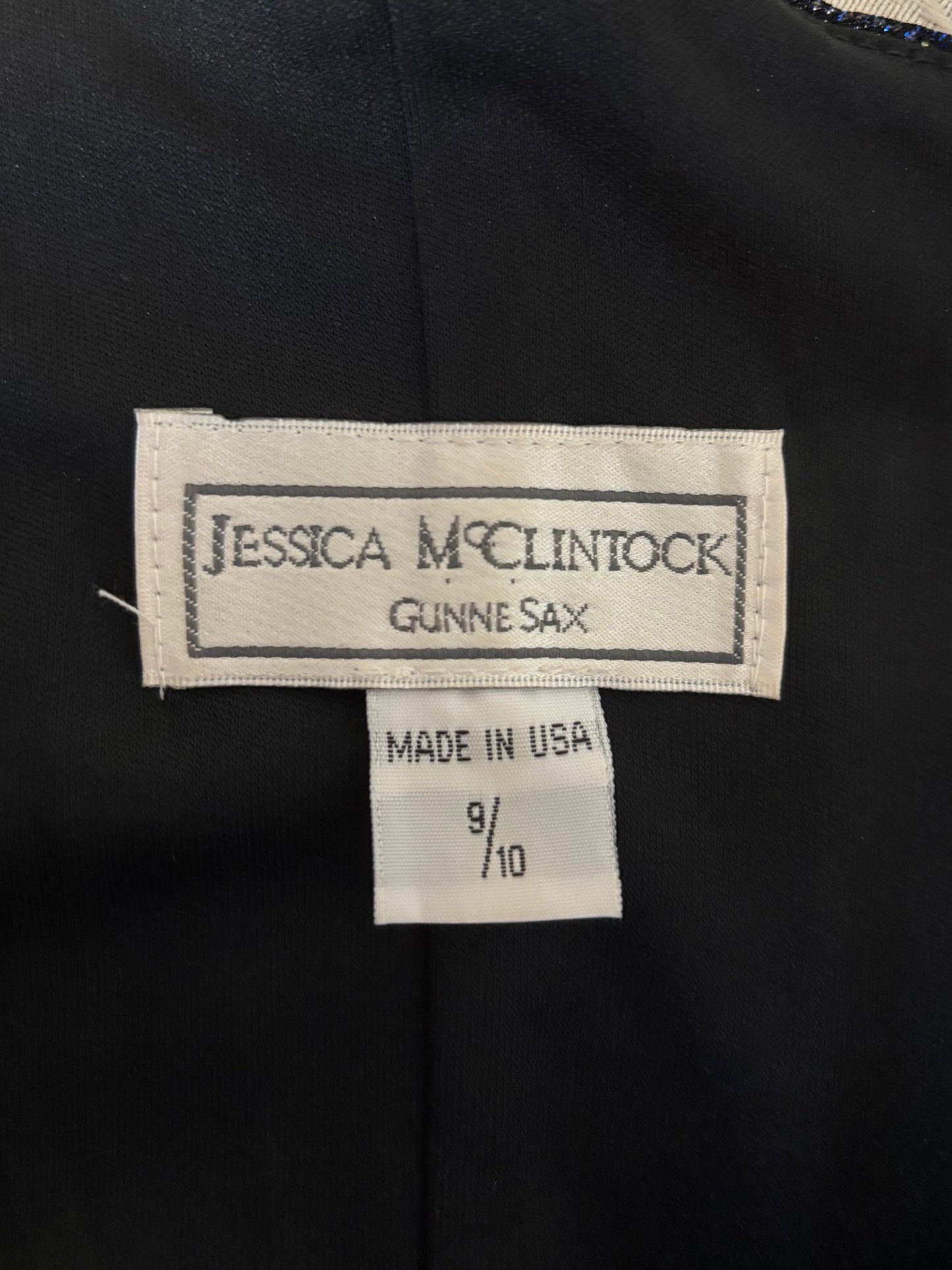 90s Jessica McClintock Gunne Sax blue shimmer maxi dress