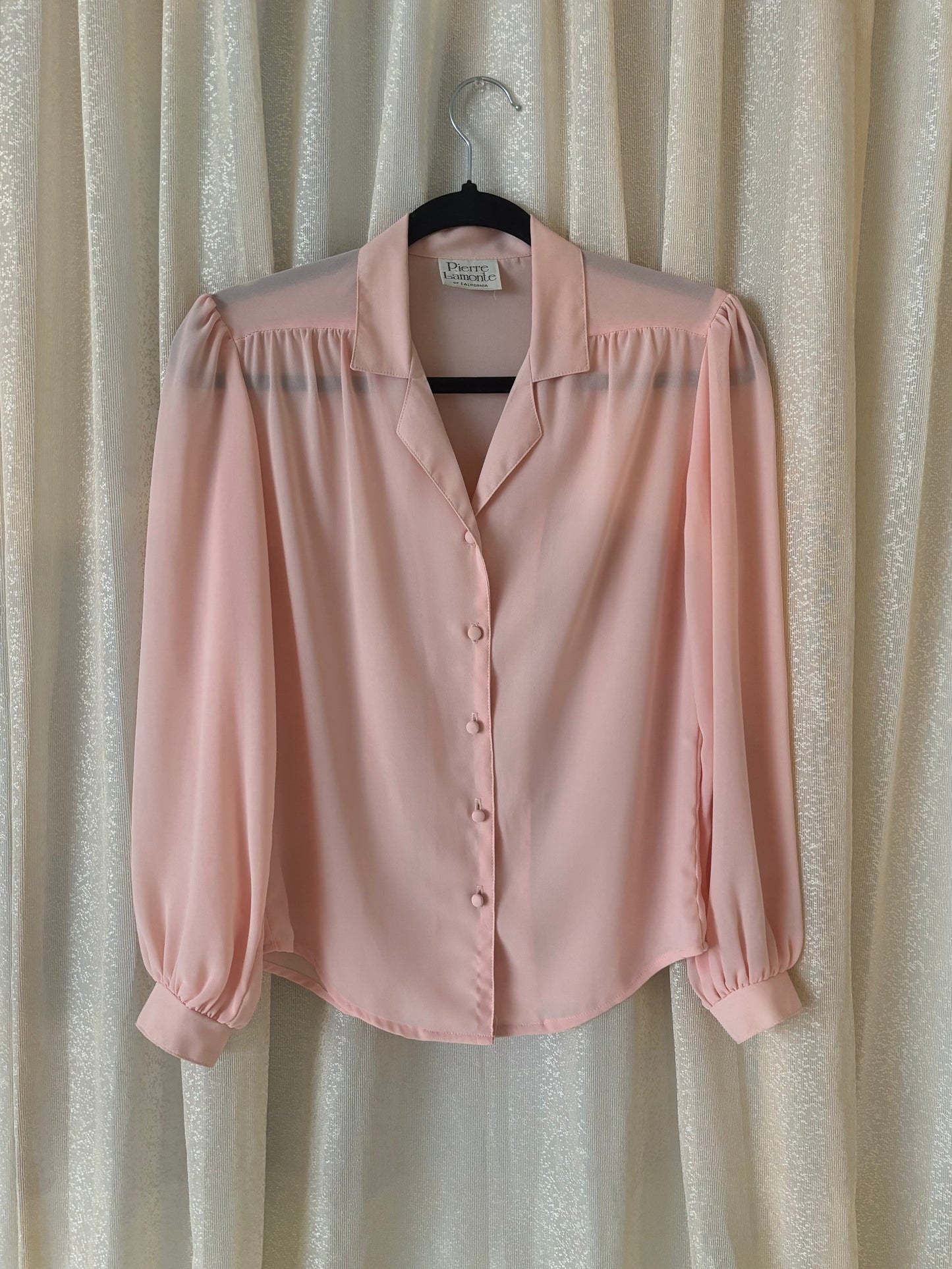 80s sheer pink blouse
