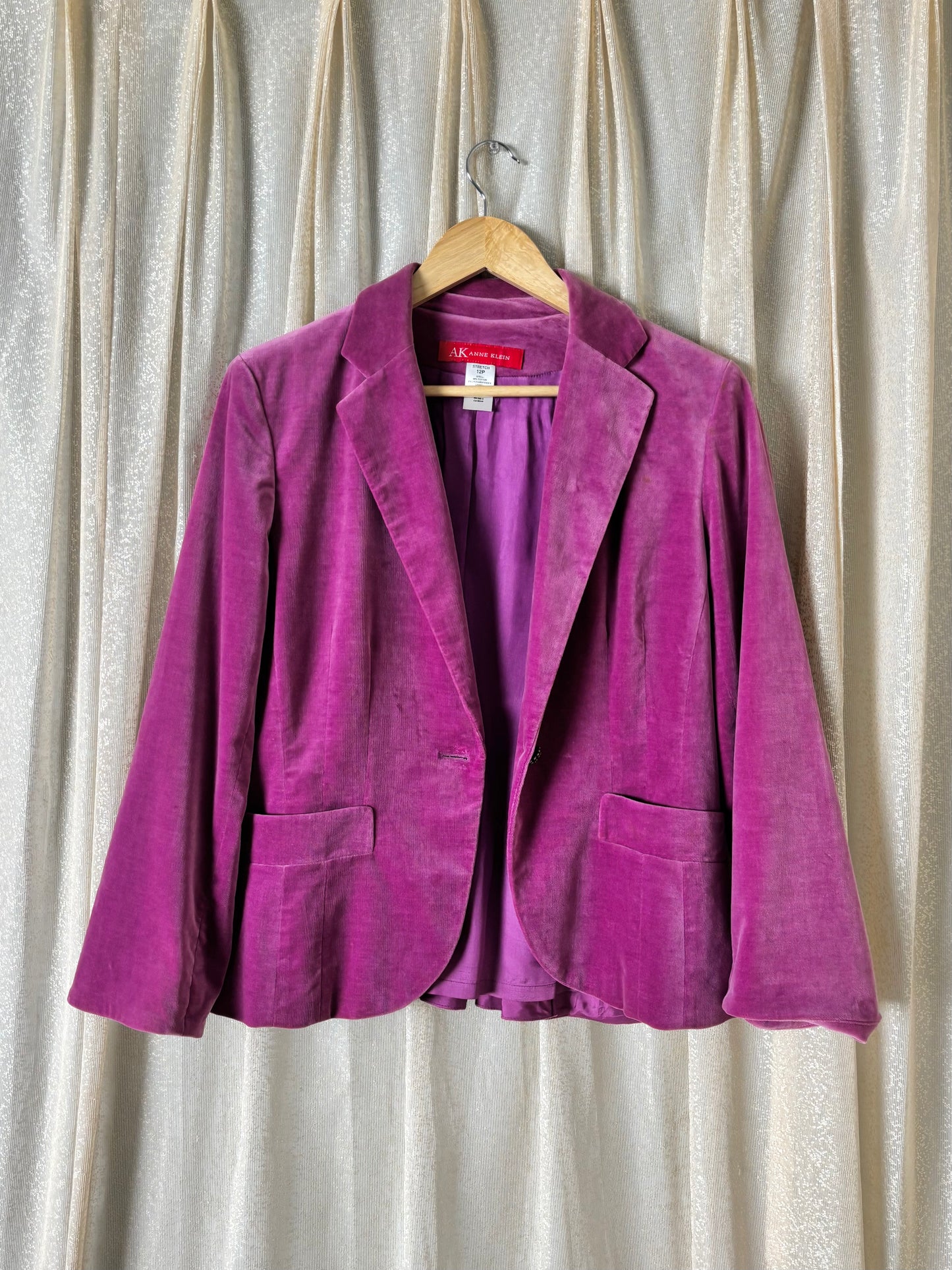 Plum cotton velvet blazer