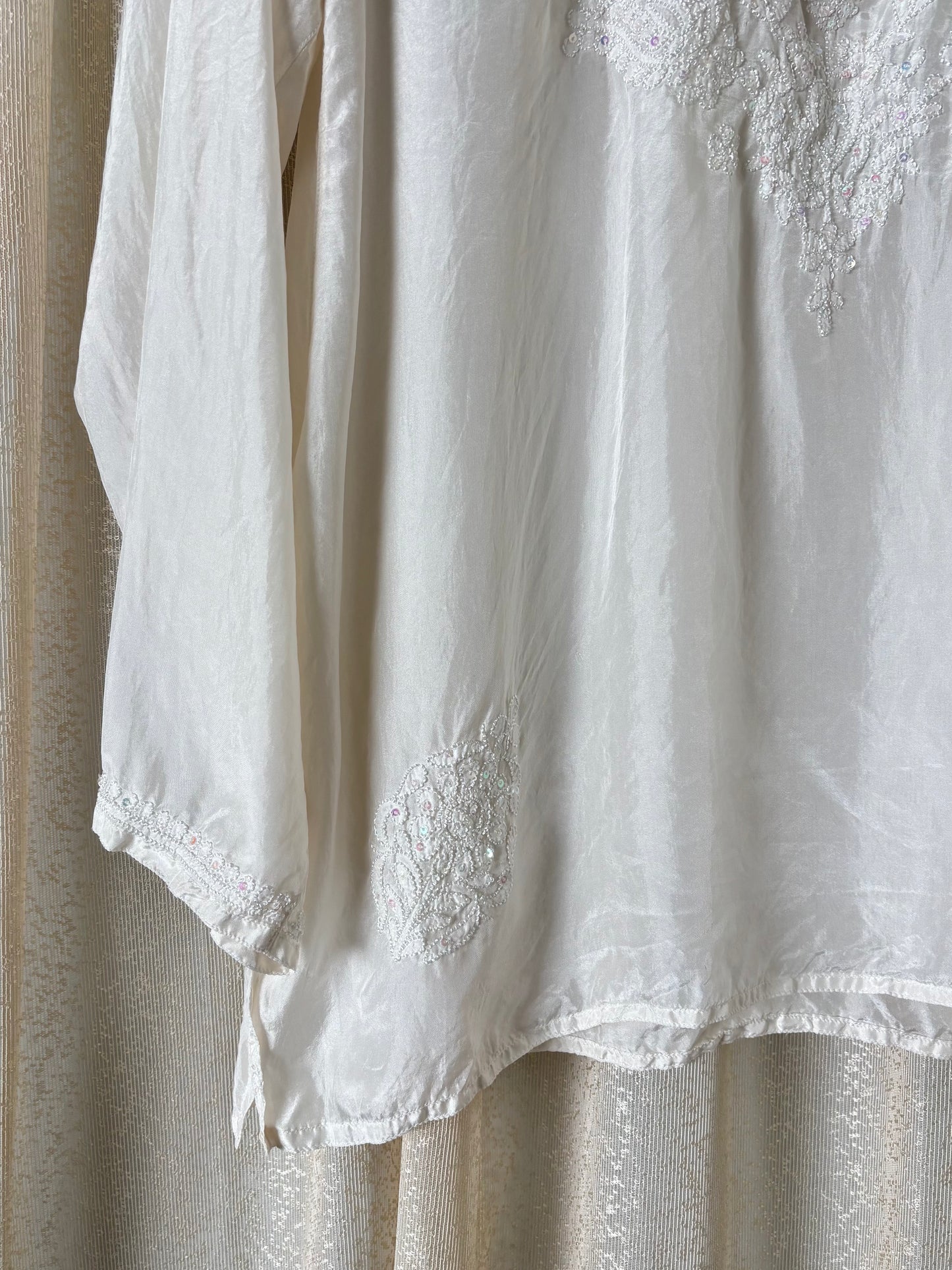Pure silk handmade sequin embroidered blouse