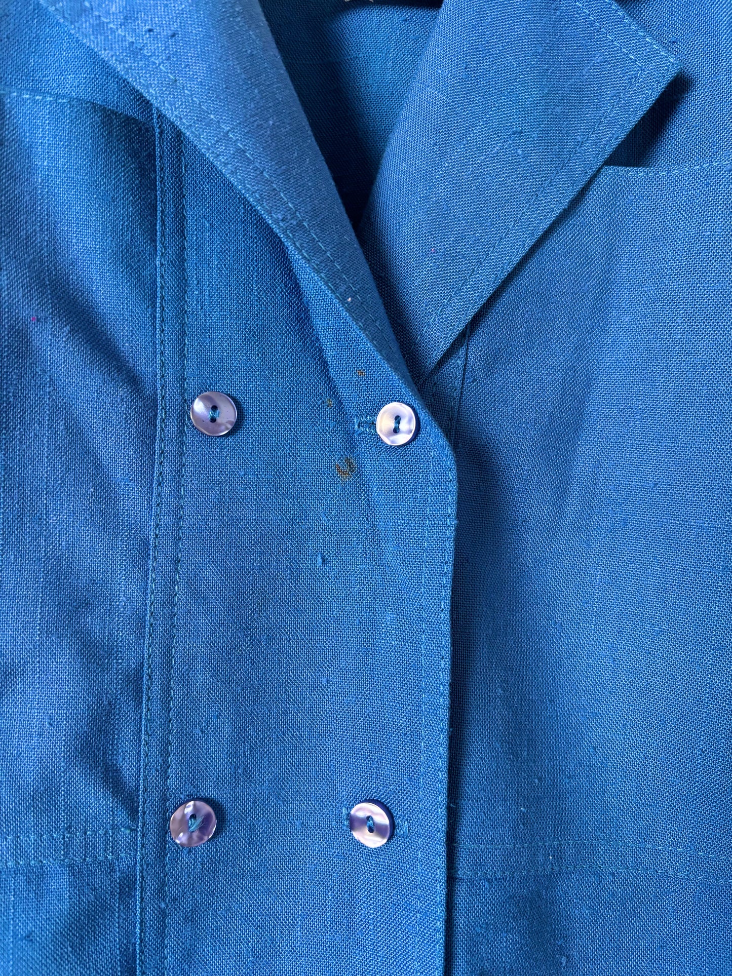 Vintage blue linen chore coat