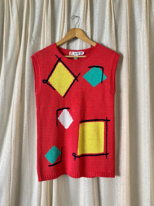 80s geometric sleeveless knit