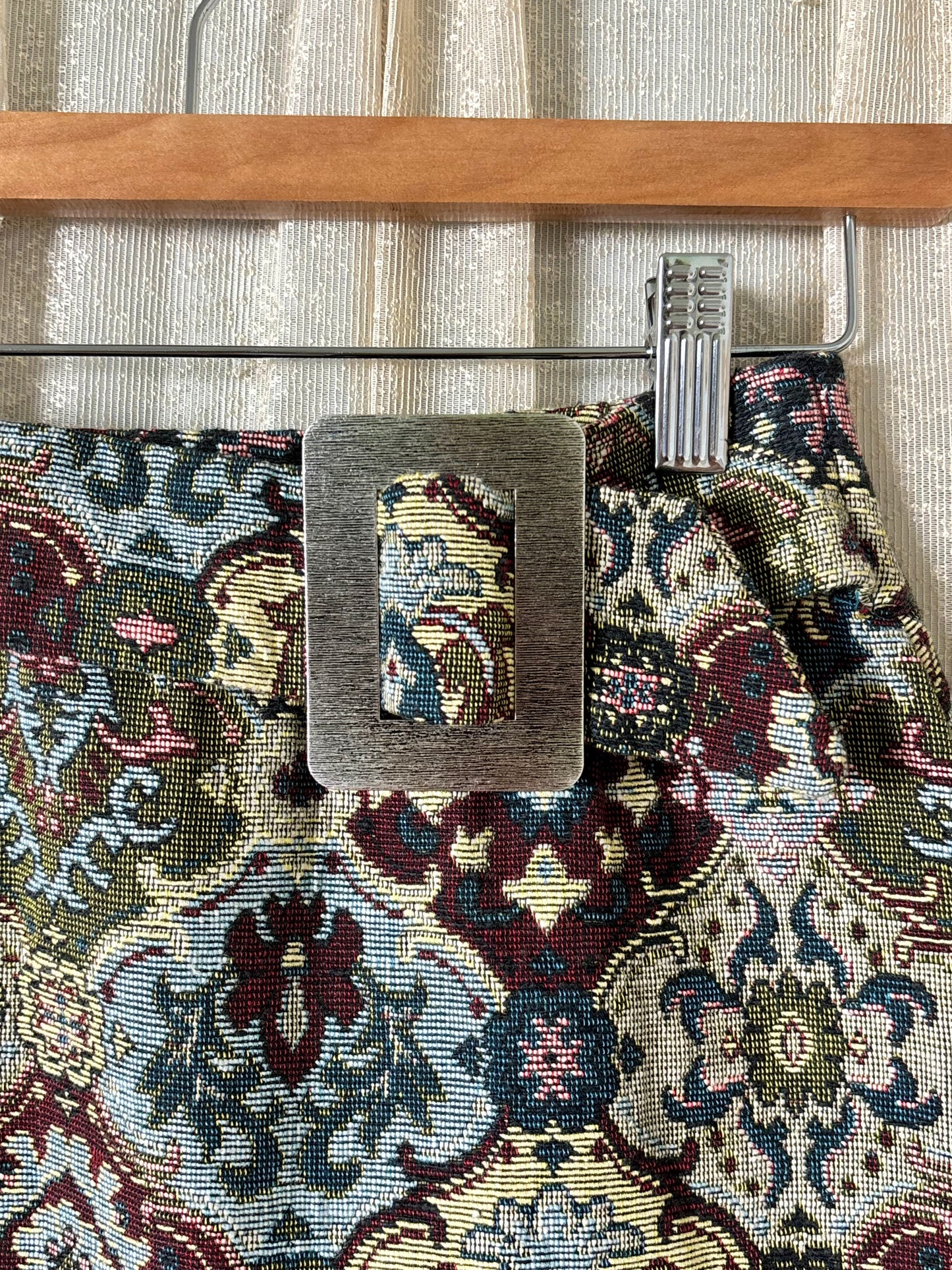 60s/70s belted tapestry maxi skirt