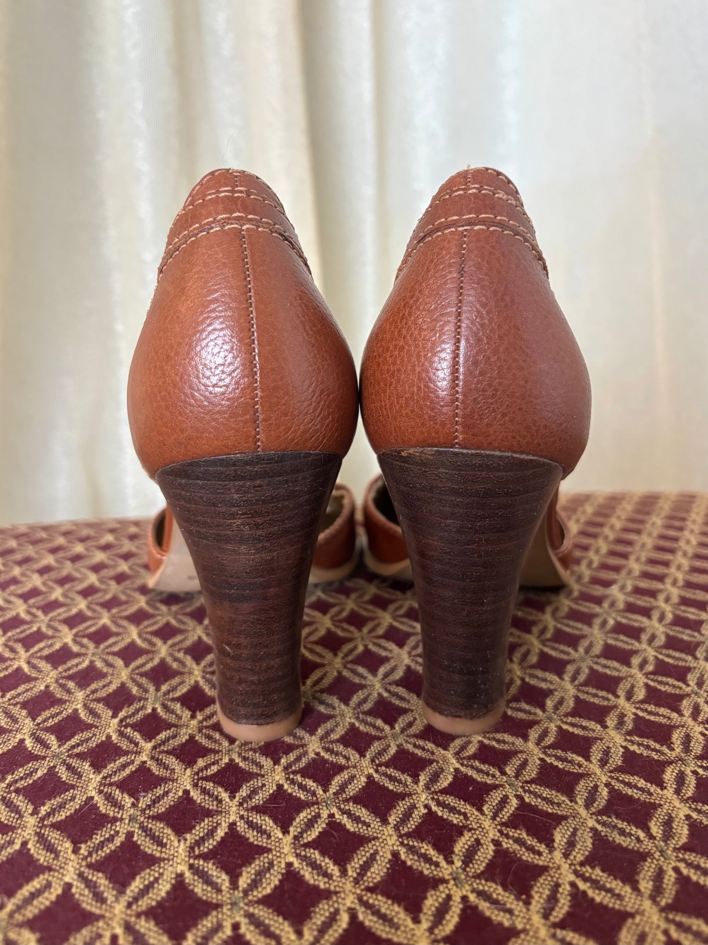 Franco Sarto brown buckle pumps