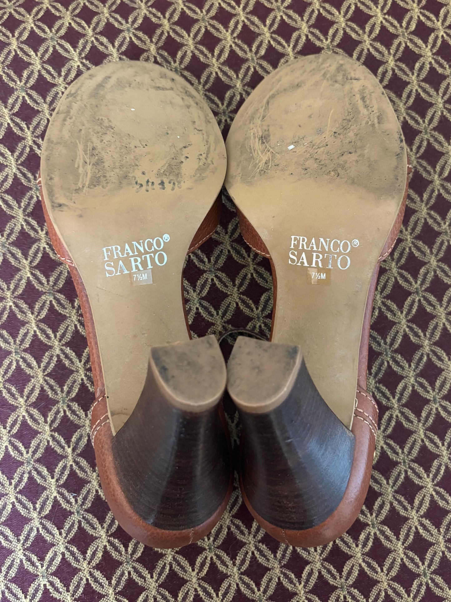 Franco Sarto brown buckle pumps