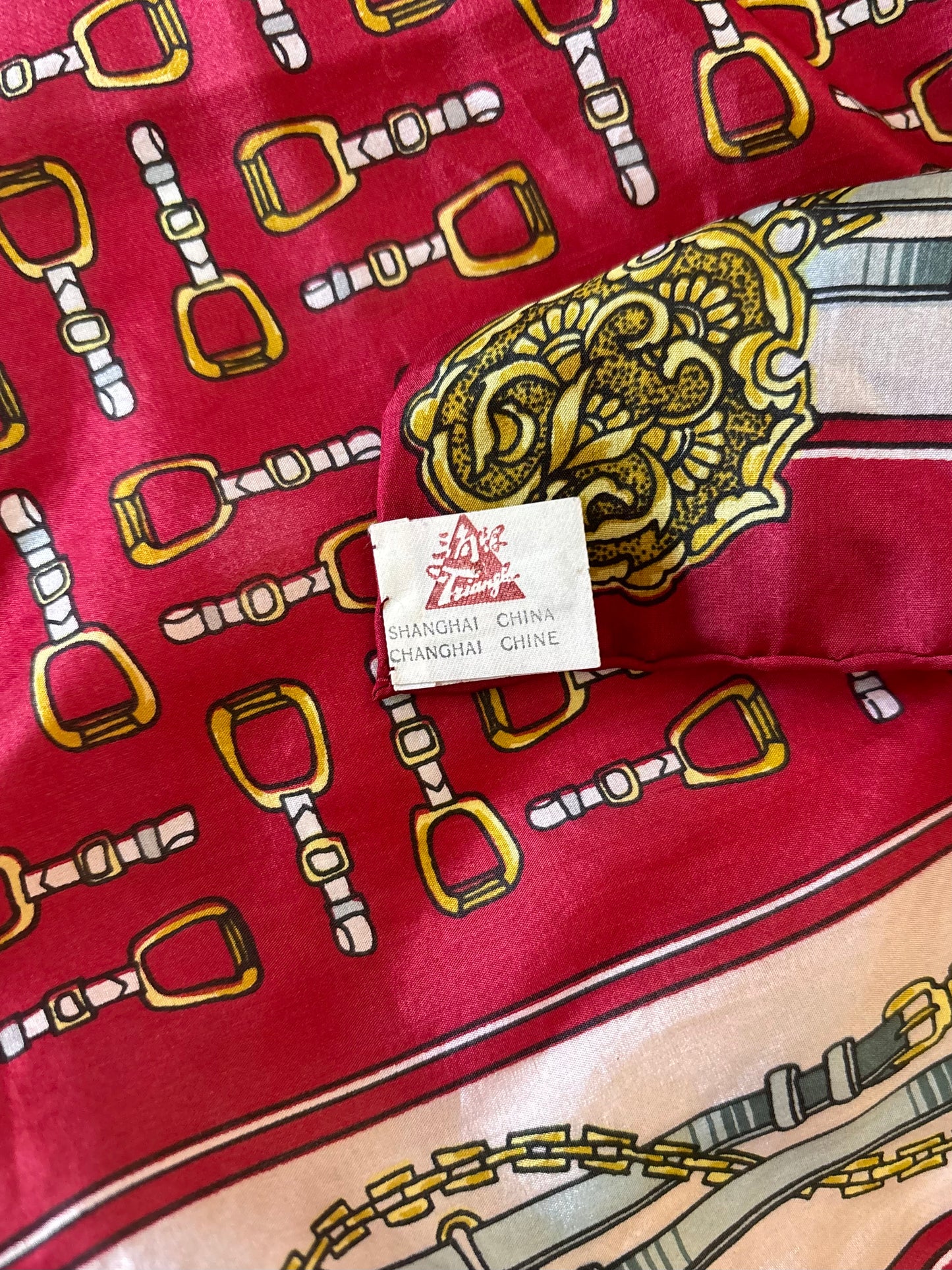 Vintage hand-rolled silk belt print scarf