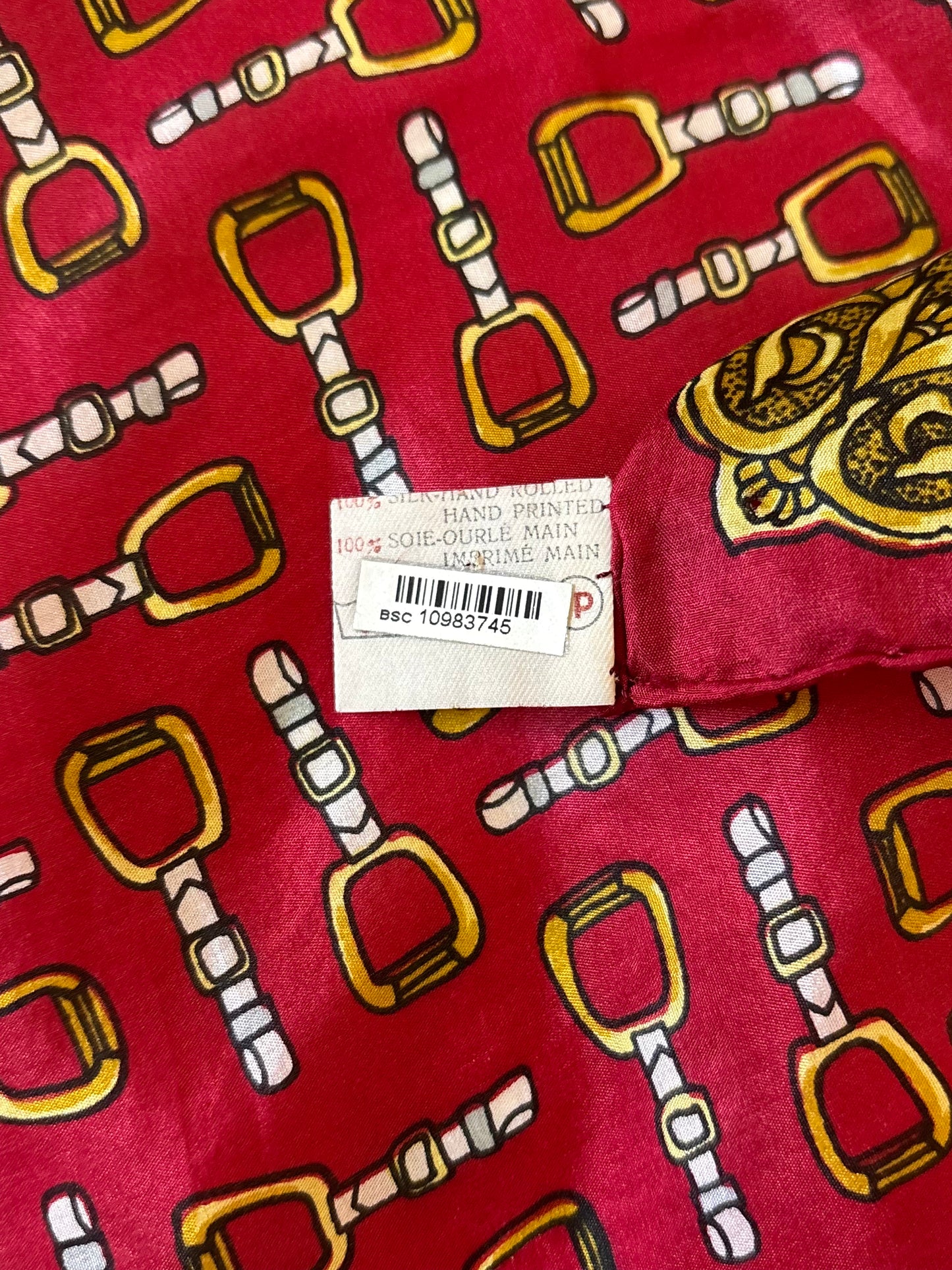 Vintage hand-rolled silk belt print scarf