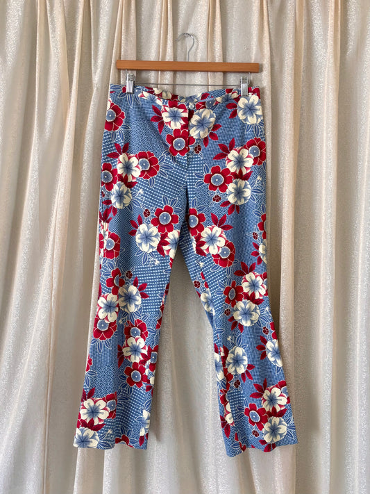 Vintage cotton floral print pants