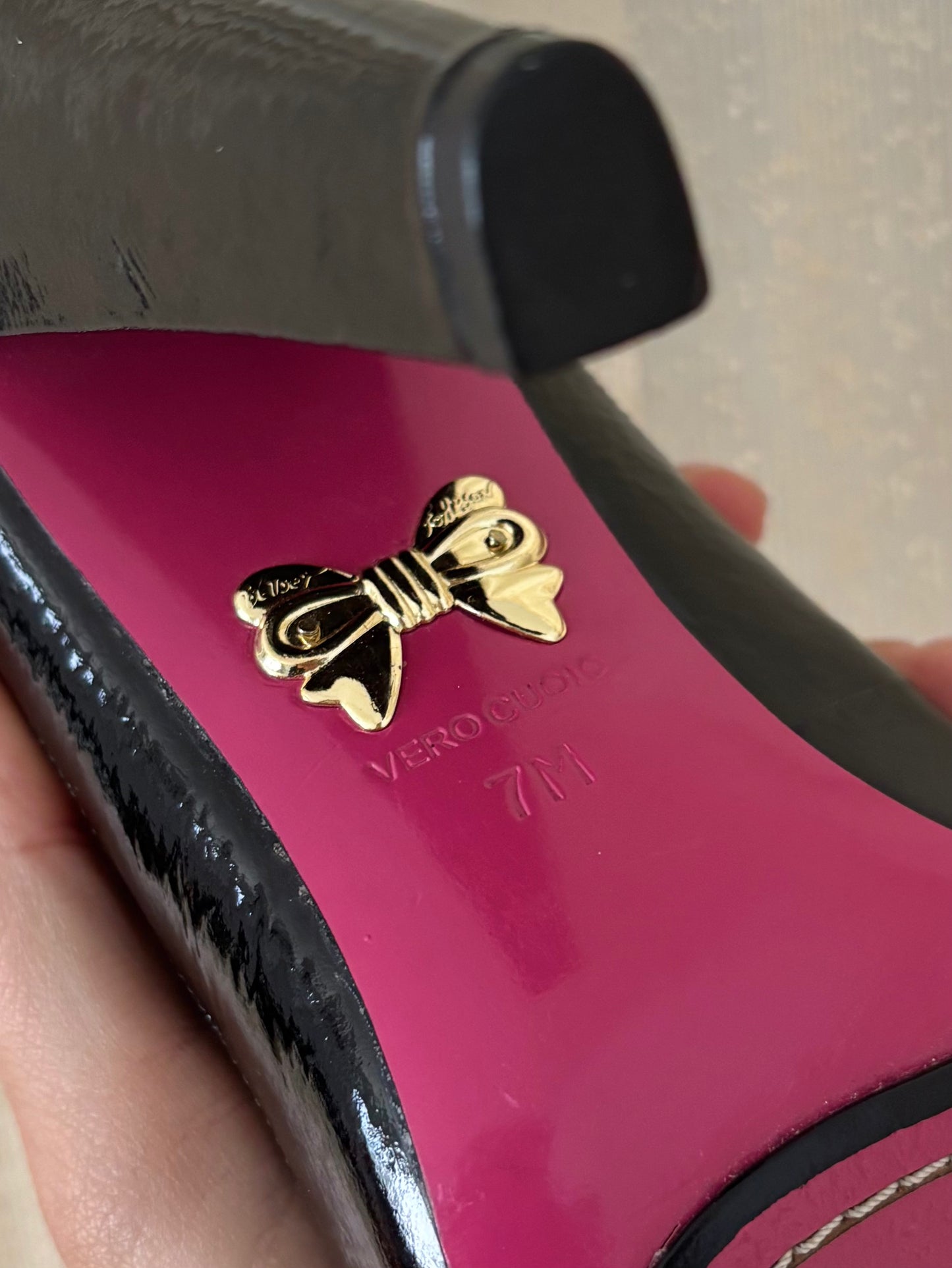 Betsey Johnson patent ribbon pumps