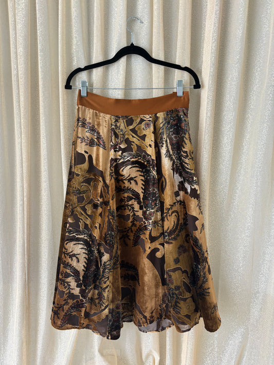 Autumnal velvet midi skirt