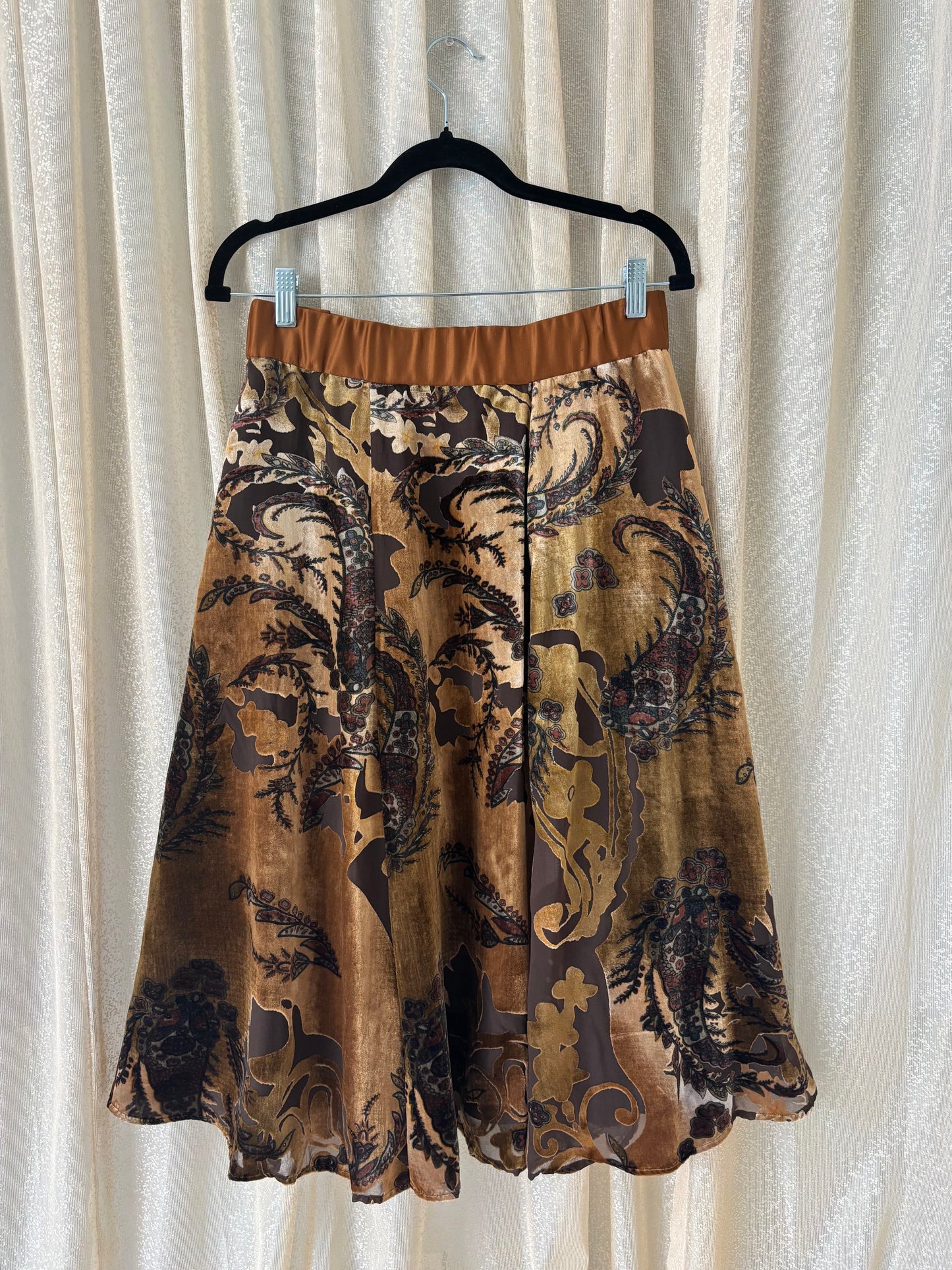 Autumnal velvet midi skirt
