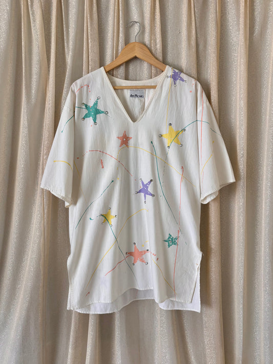 80s star paint splatter tunic