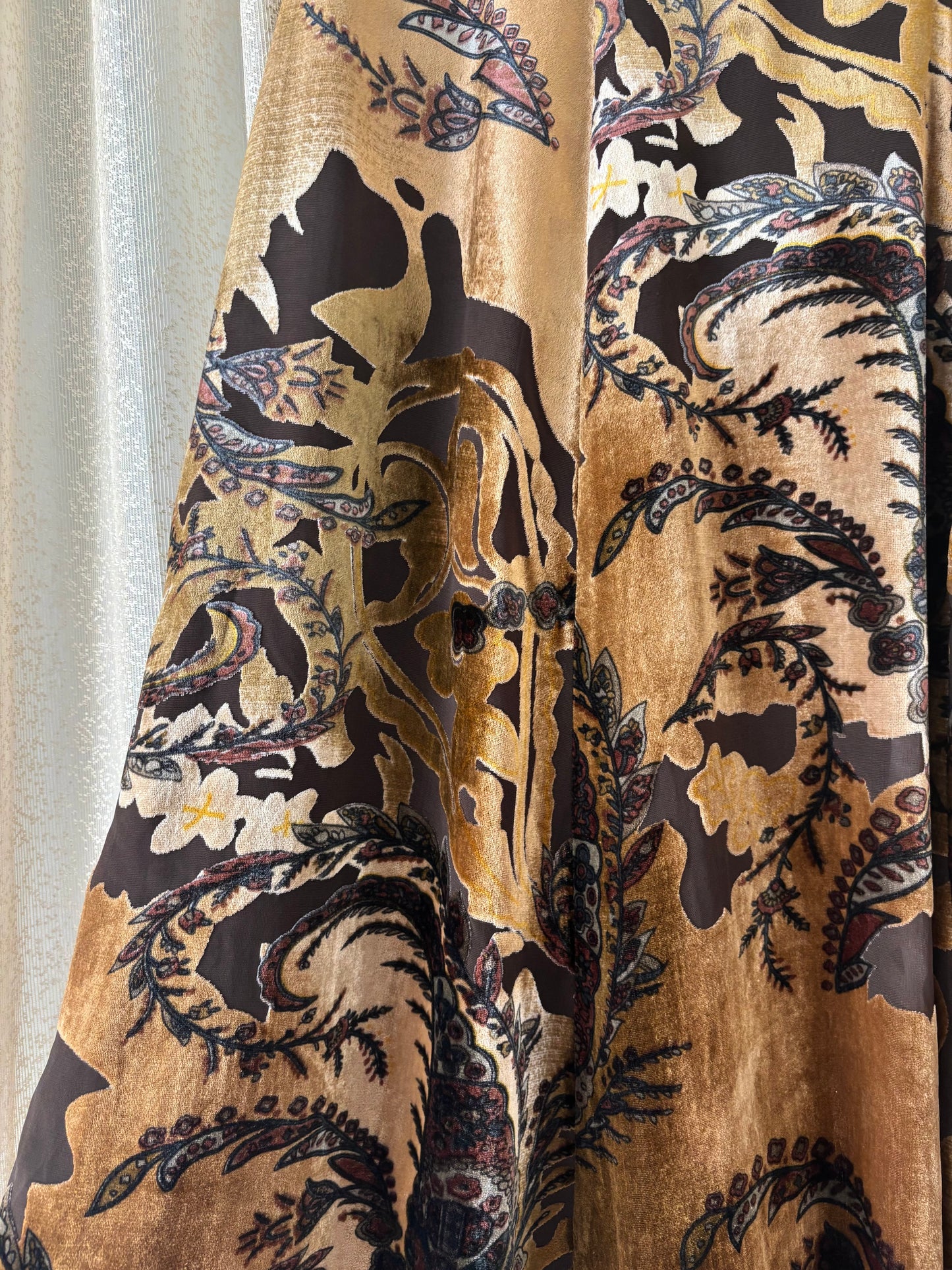 Autumnal velvet midi skirt