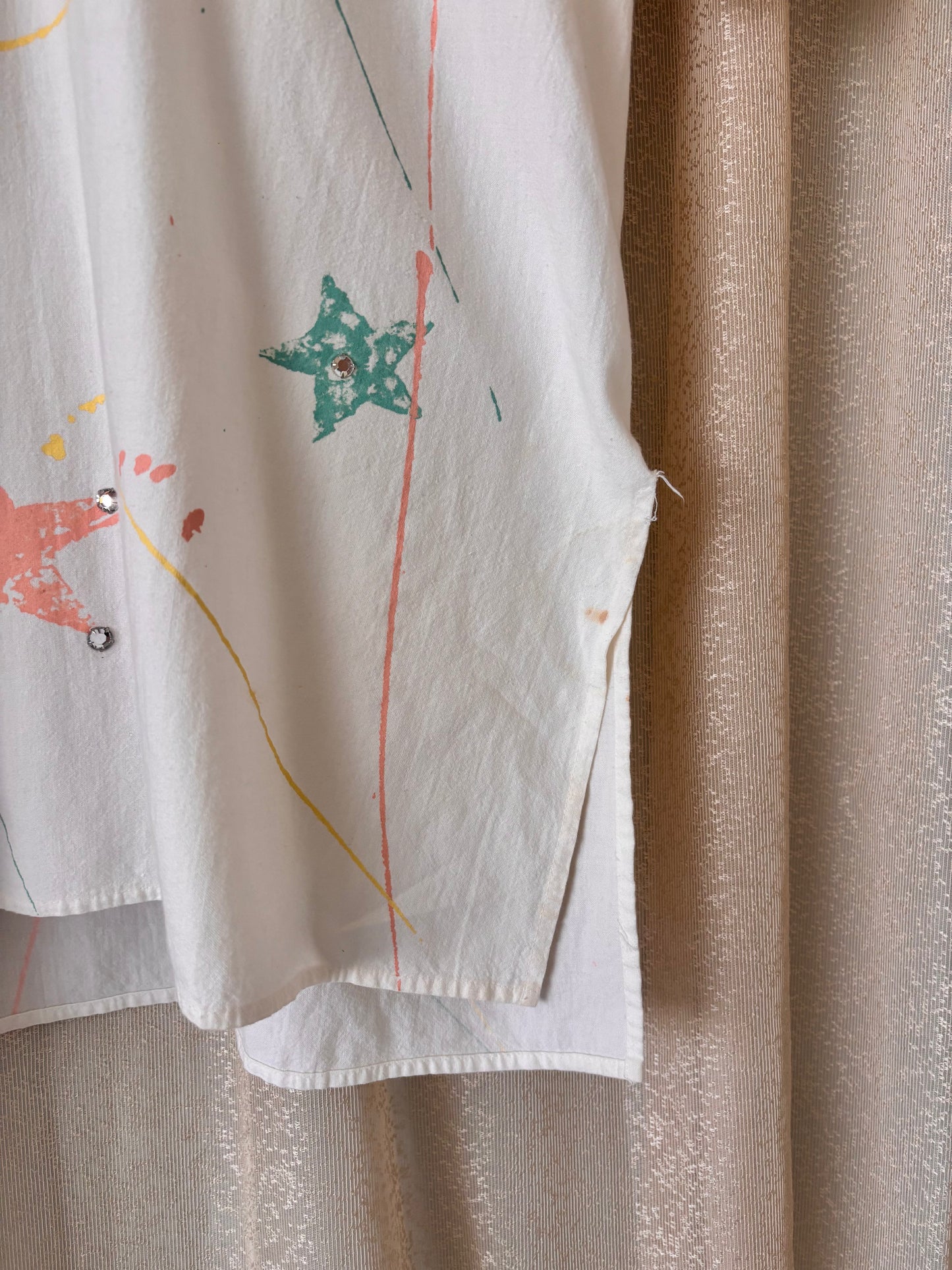80s star paint splatter tunic