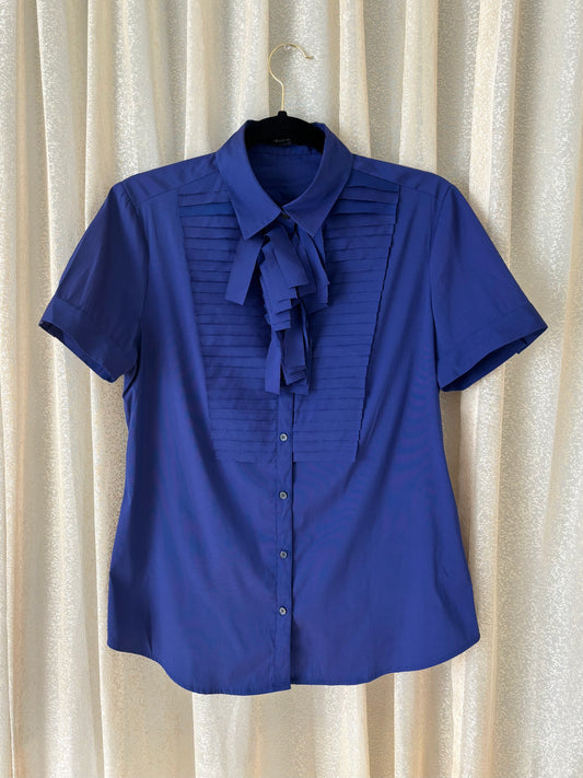 Indigo pleated blouse