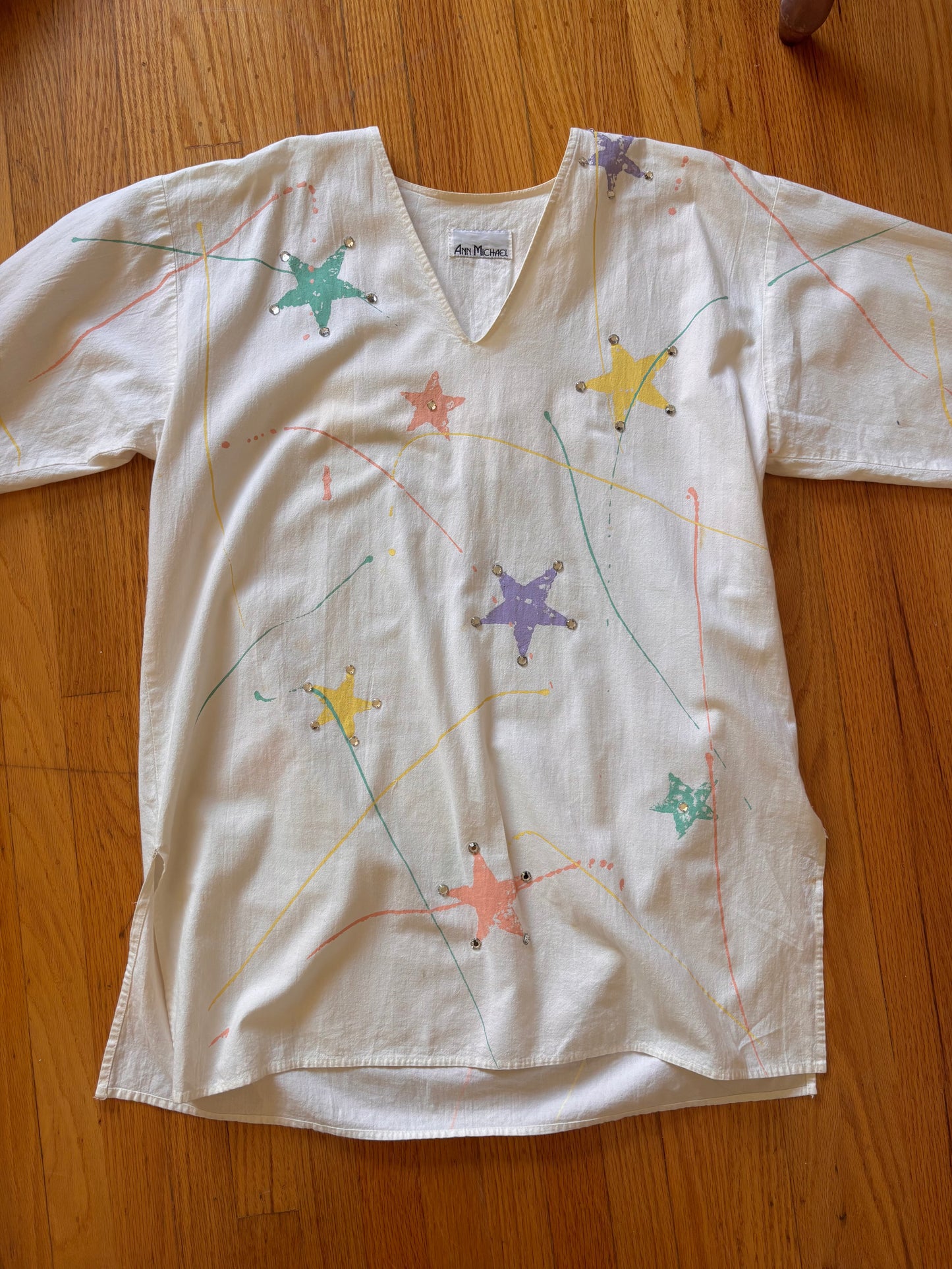 80s star paint splatter tunic