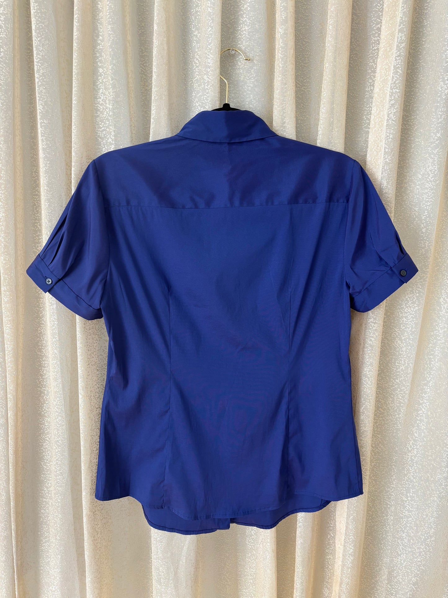 Indigo pleated blouse