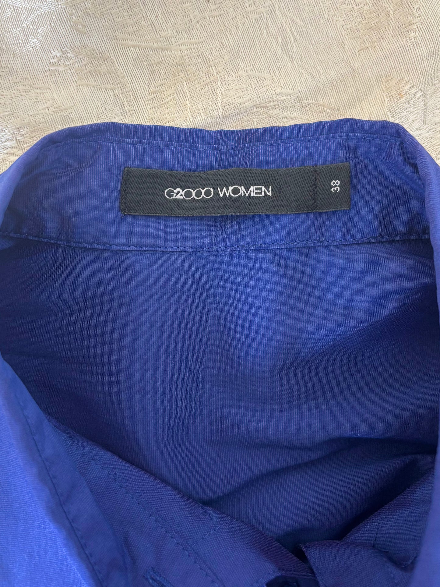 Indigo pleated blouse