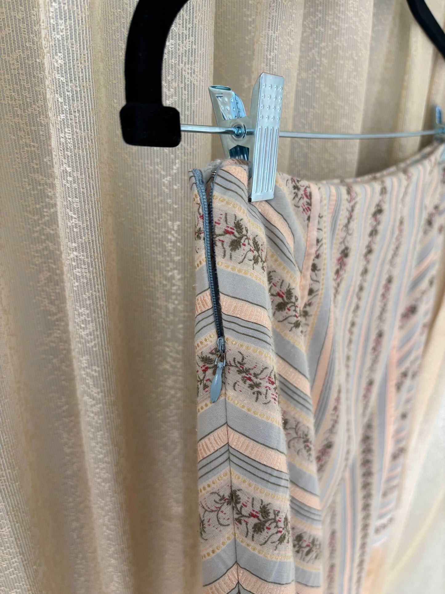 Floral striped upholstery skirt