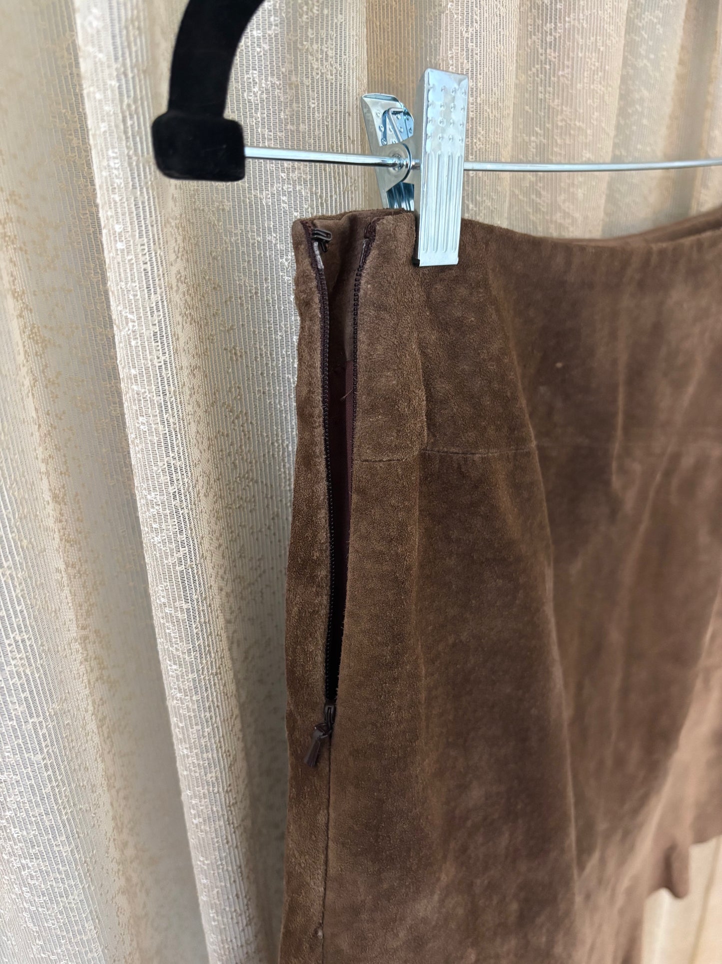 Oleg Cassini asymmetrical suede skirt