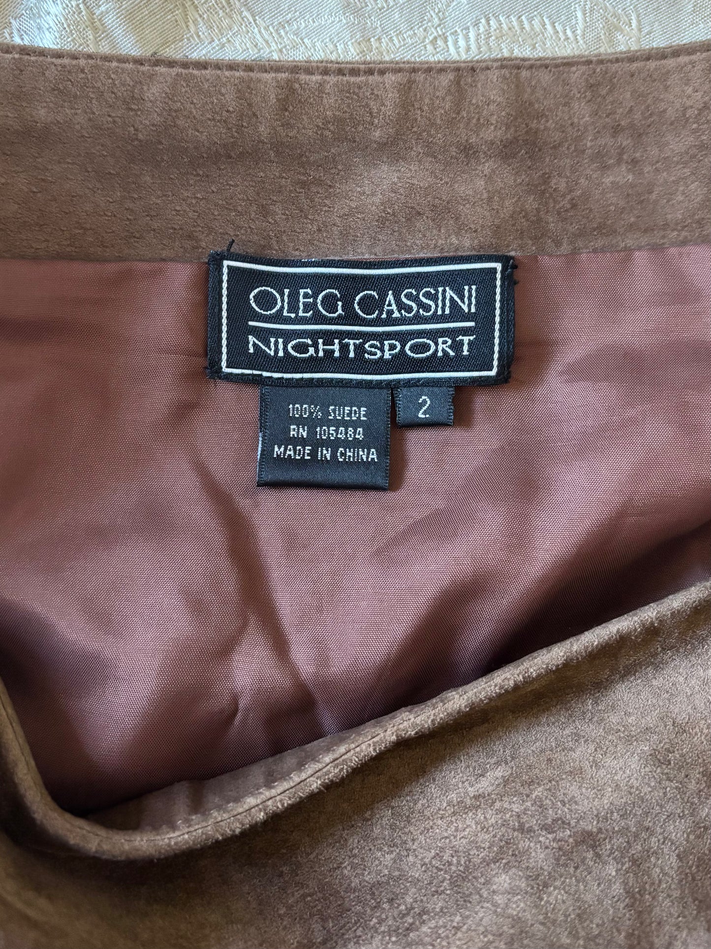 Oleg Cassini asymmetrical suede skirt