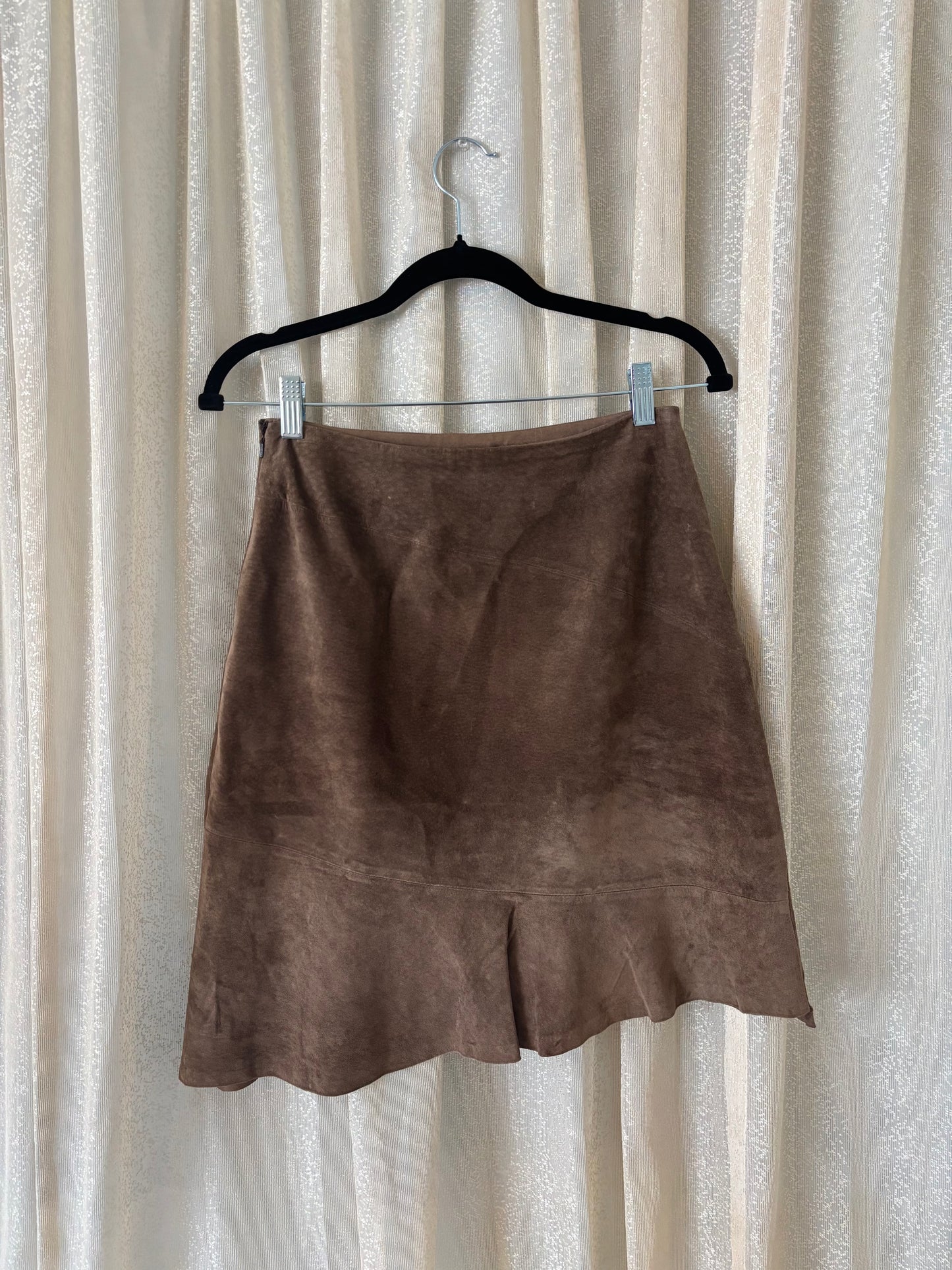 Oleg Cassini asymmetrical suede skirt