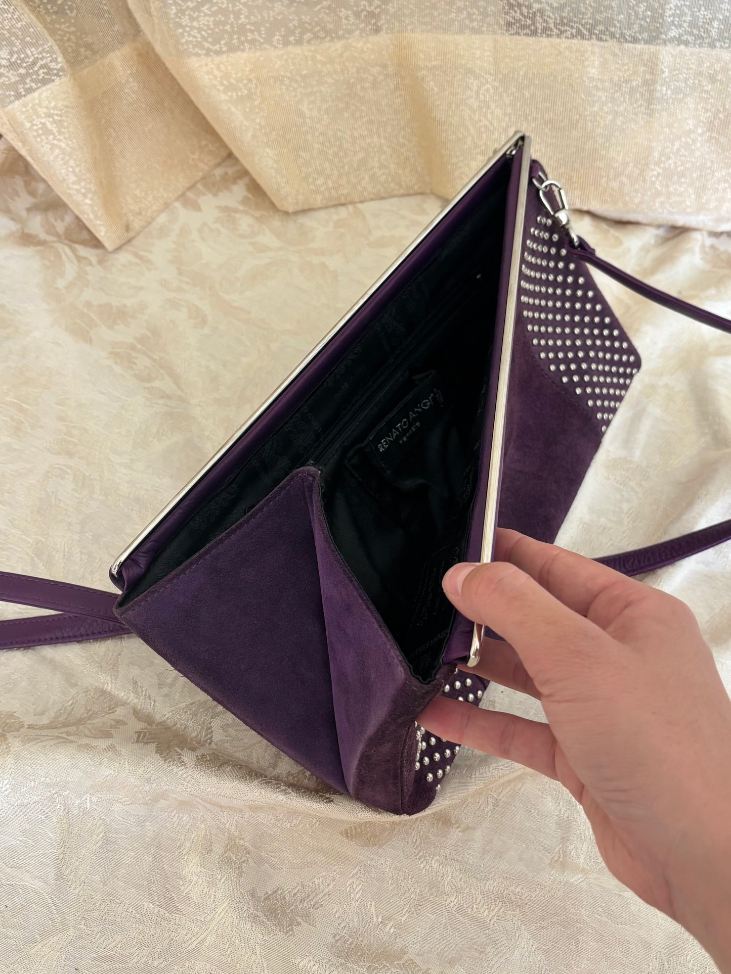 Italian studded suede bag