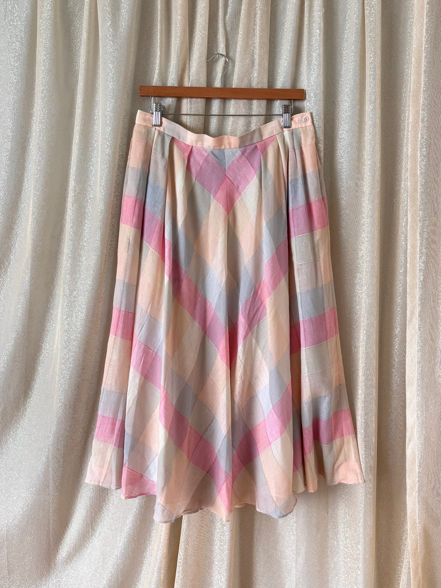 Vintage pastel checkered midi skirt
