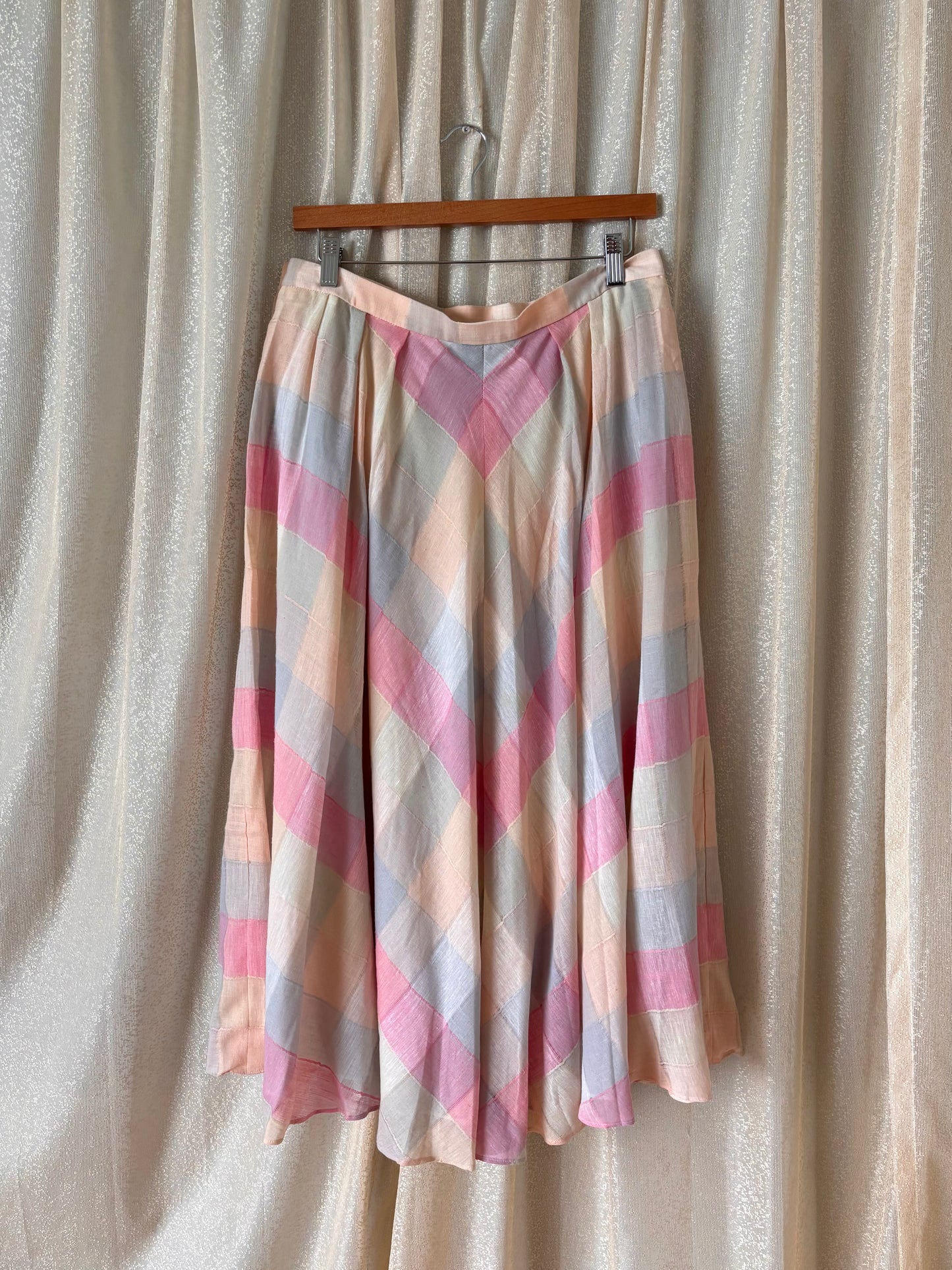 Vintage pastel checkered midi skirt