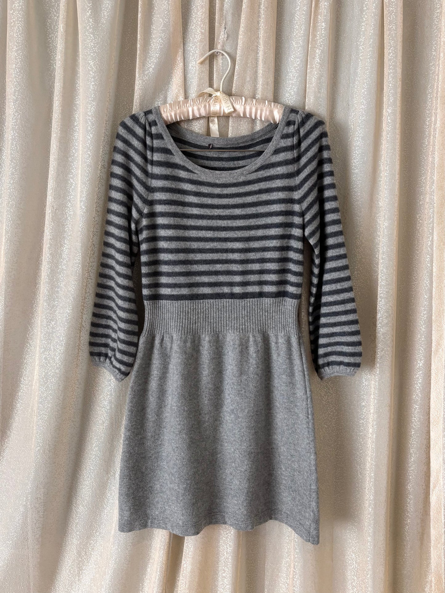 Grey striped wool and cashmere mini dress