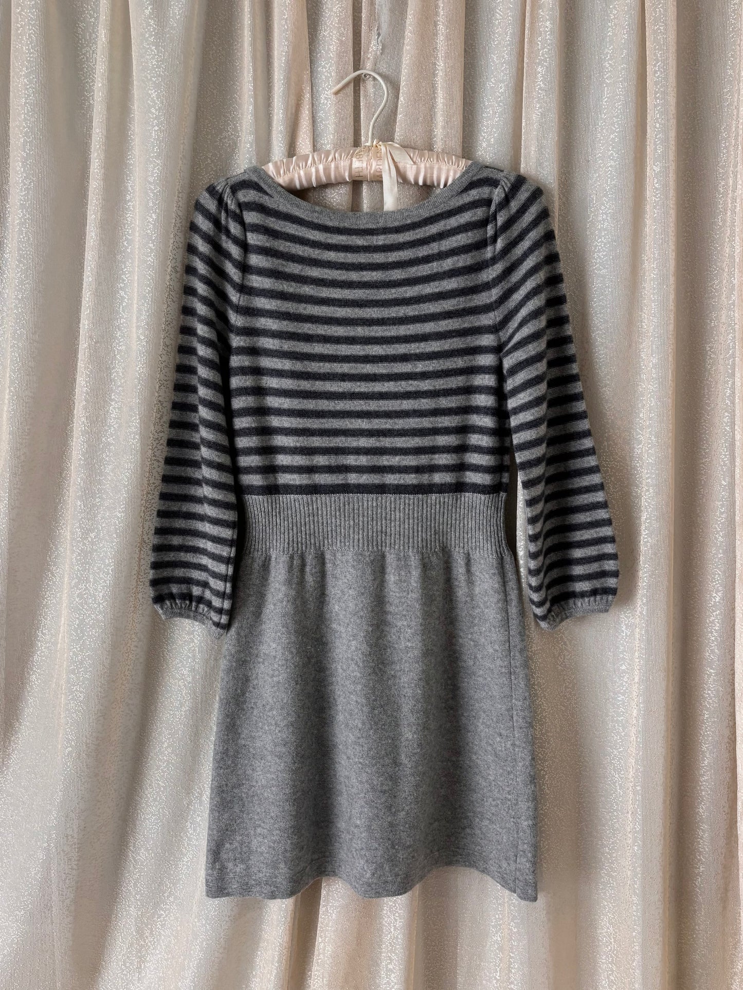 Grey striped wool and cashmere mini dress