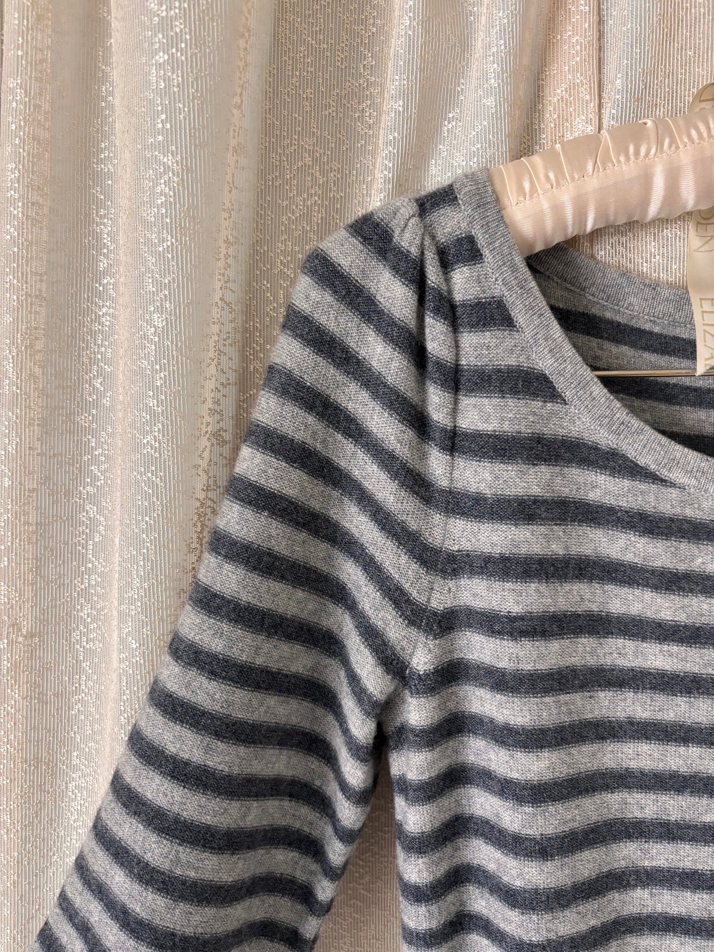 Grey striped wool and cashmere mini dress