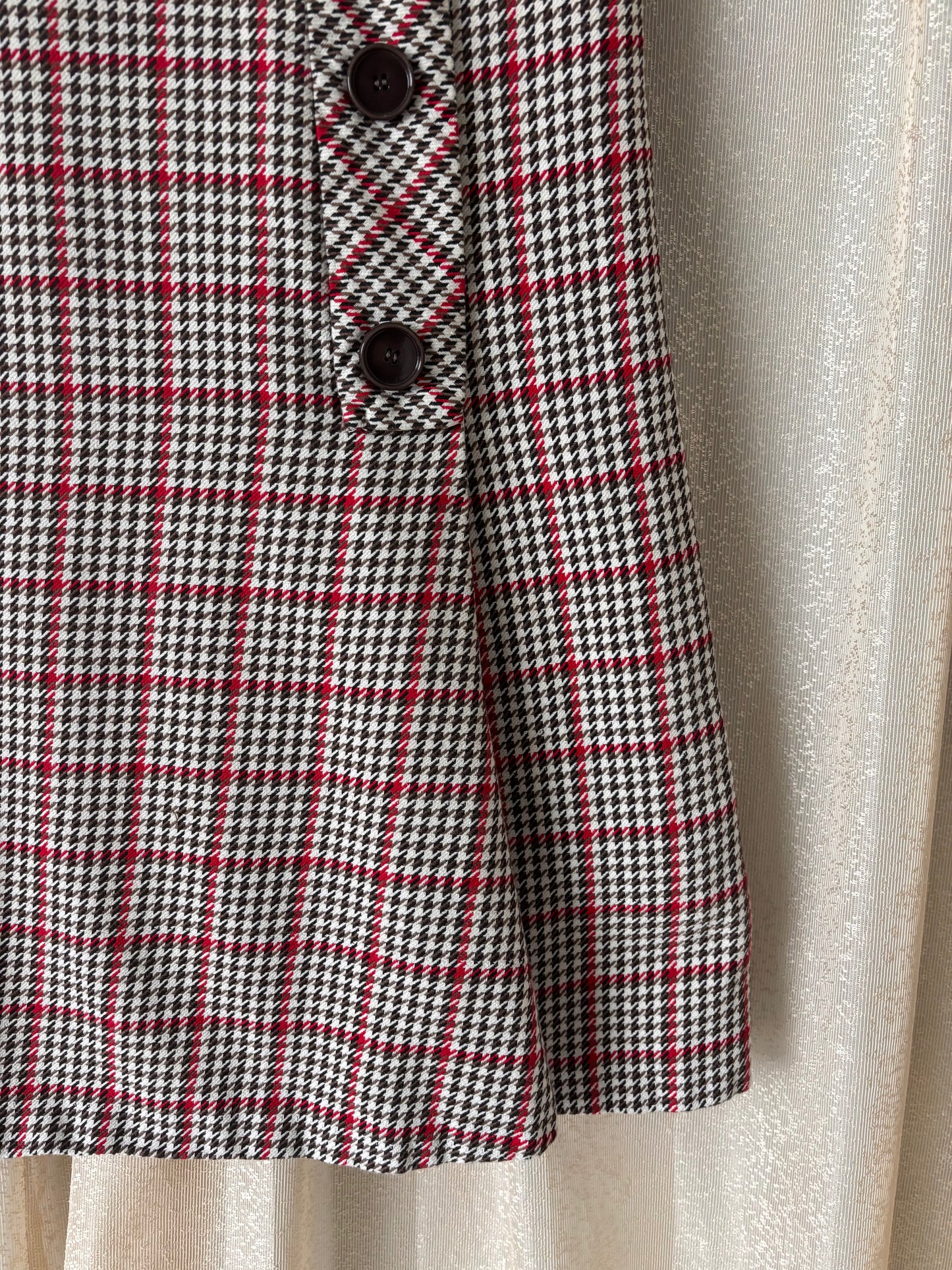 60s houndstooth button mini dress