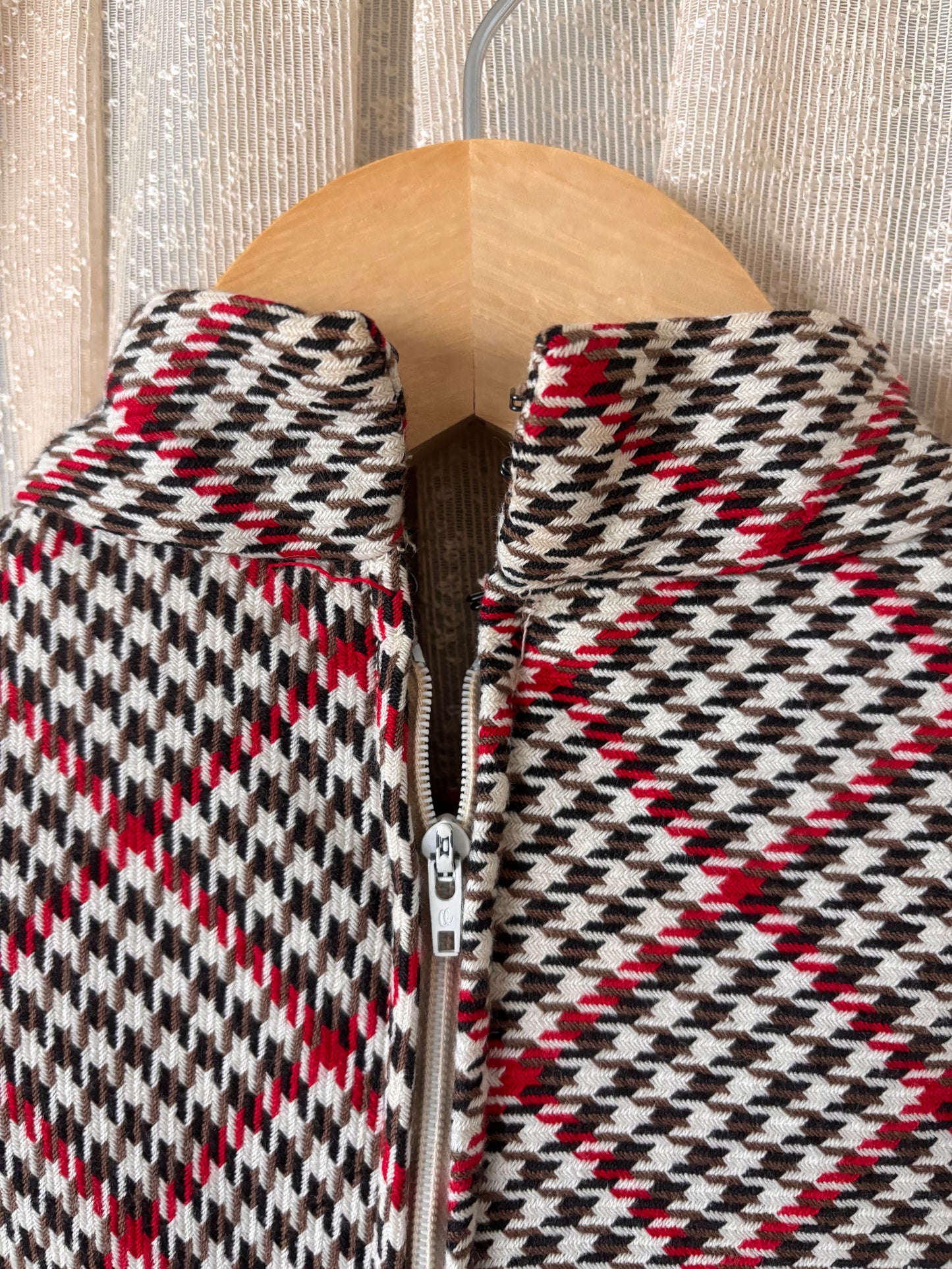 60s houndstooth button mini dress