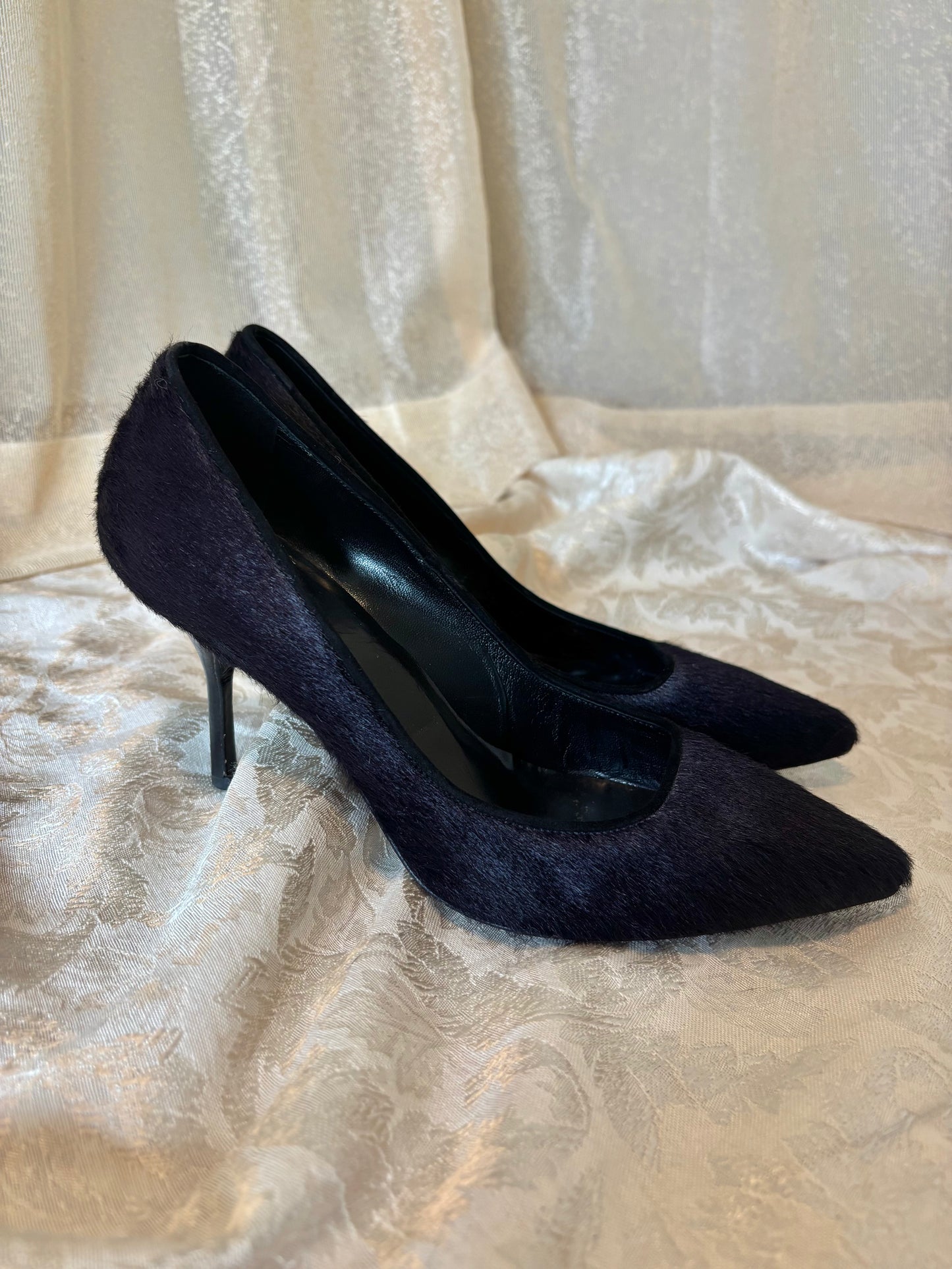 Pierre Hardy purple pony hair heels