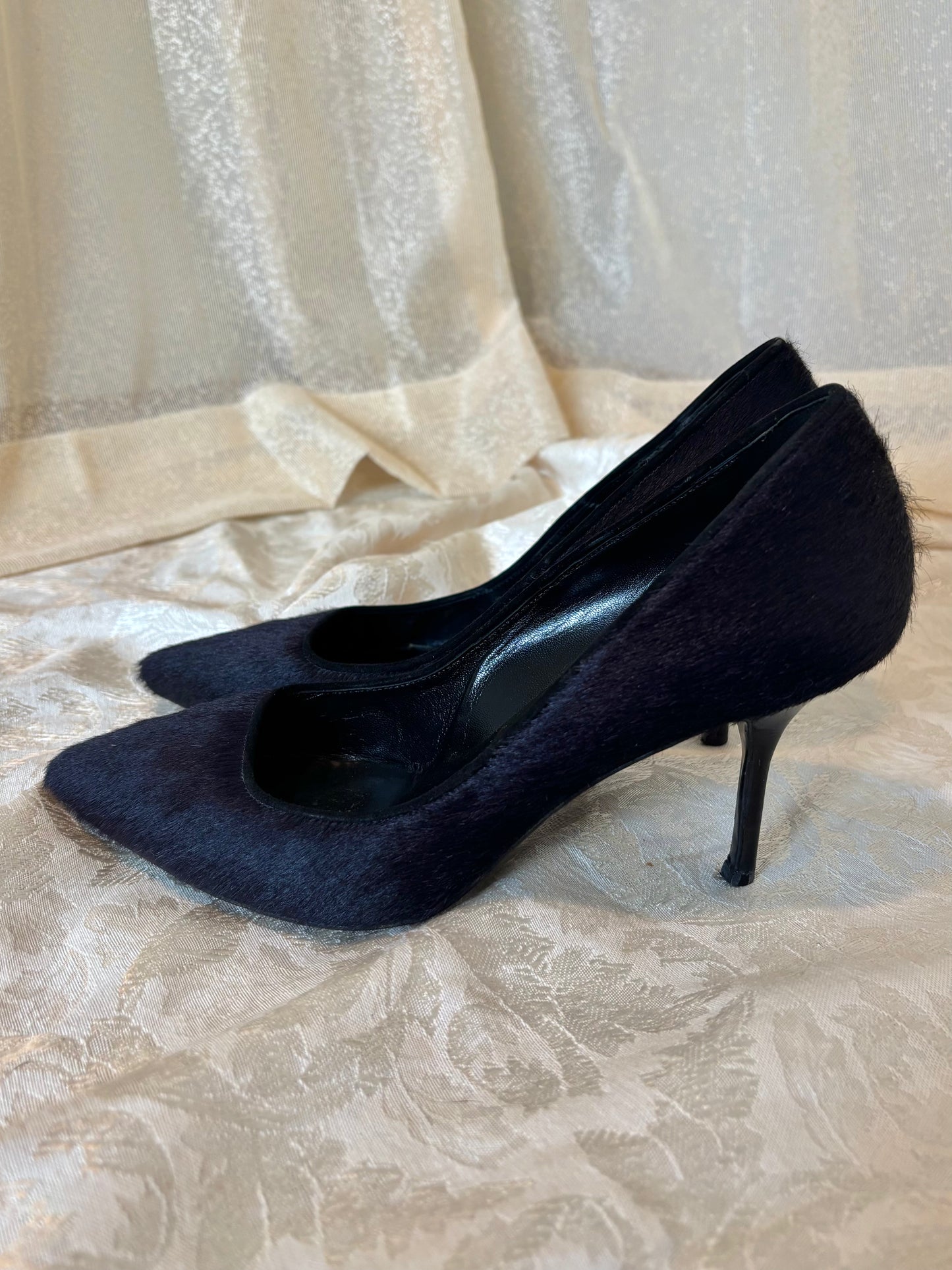 Pierre Hardy purple pony hair heels