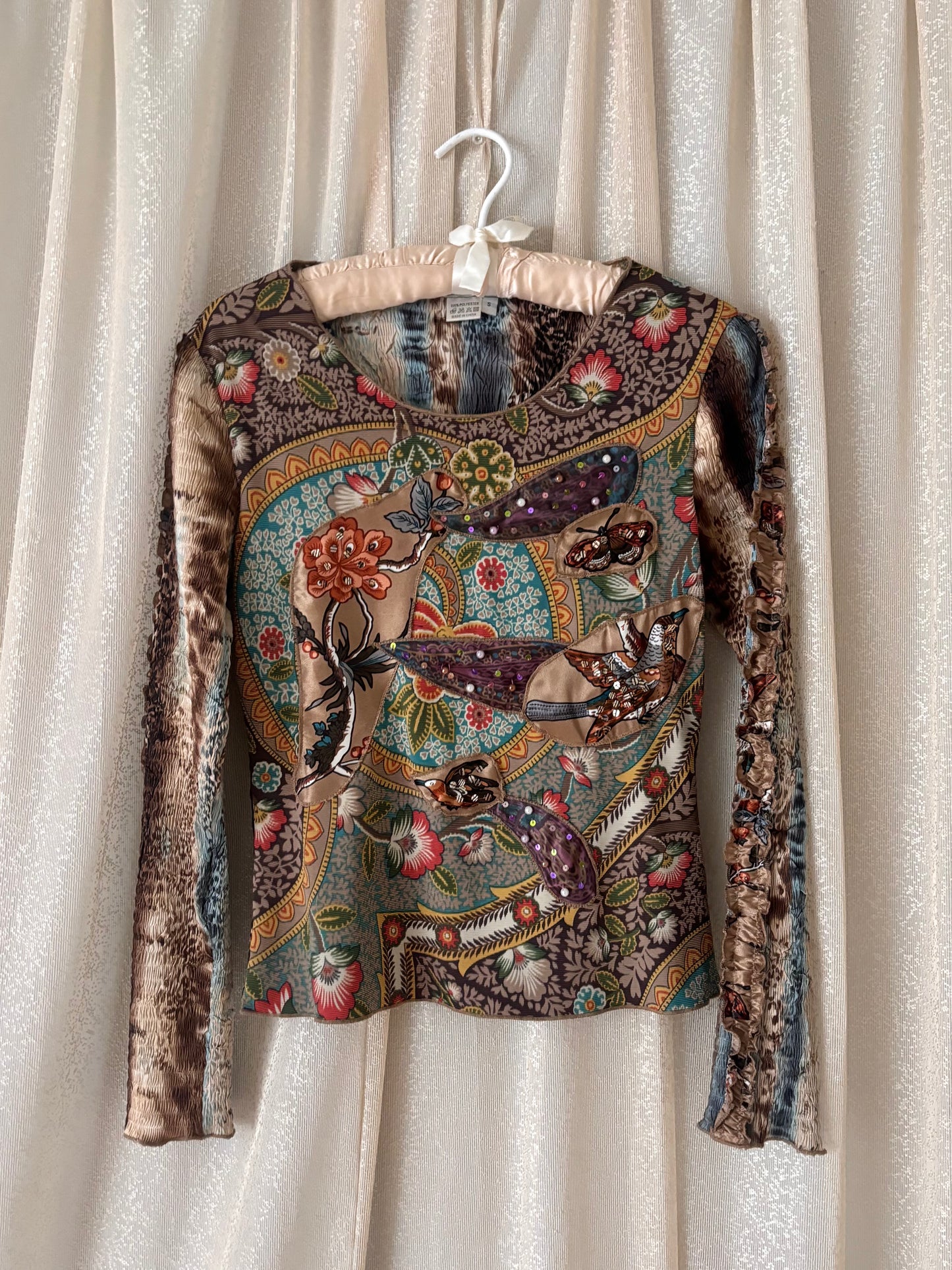 Alberto Makali floral leopard funky beaded top