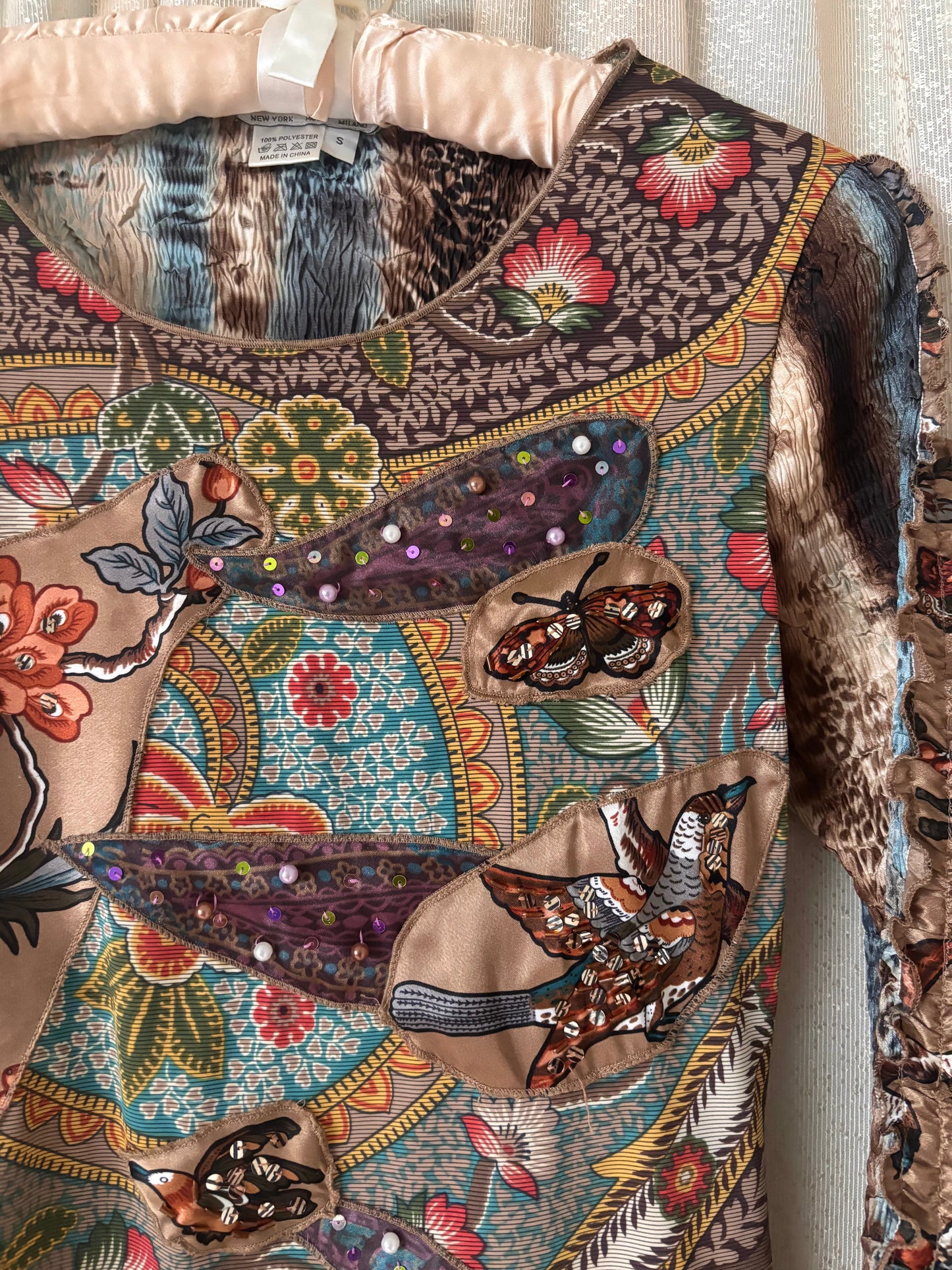 Alberto Makali floral leopard funky beaded top