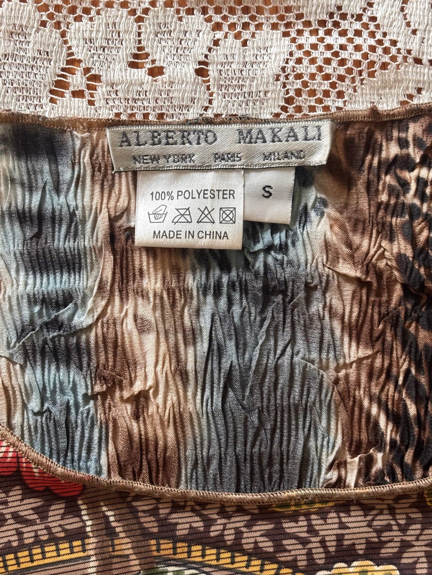 Alberto Makali floral leopard funky beaded top