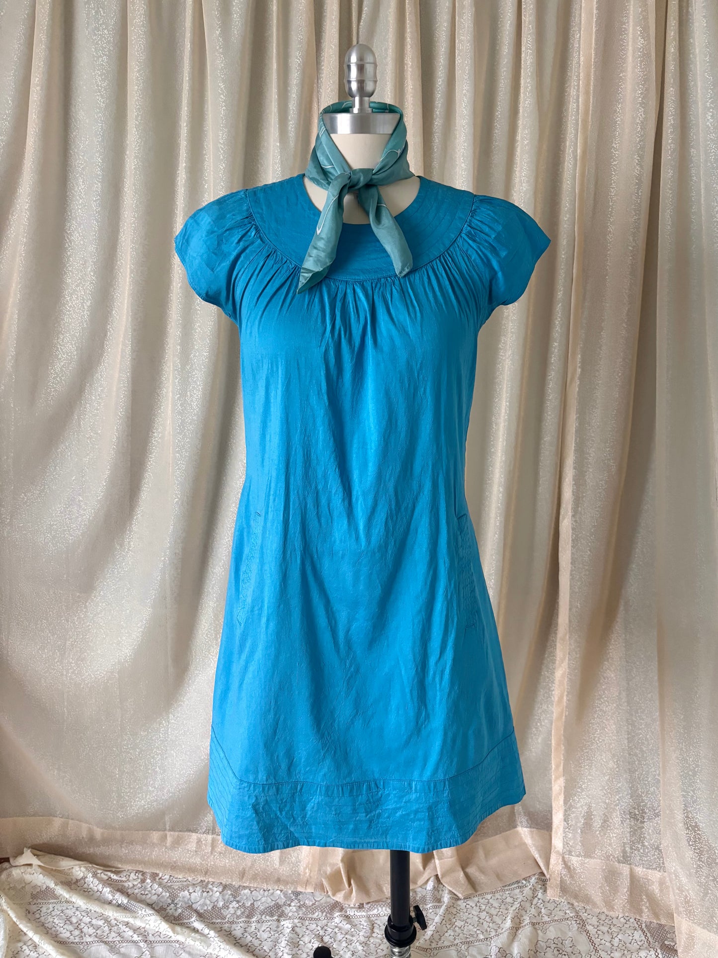 Silk turquoise mini dress