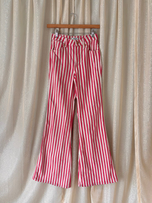Red striped cotton Wrangler Wanderer flares