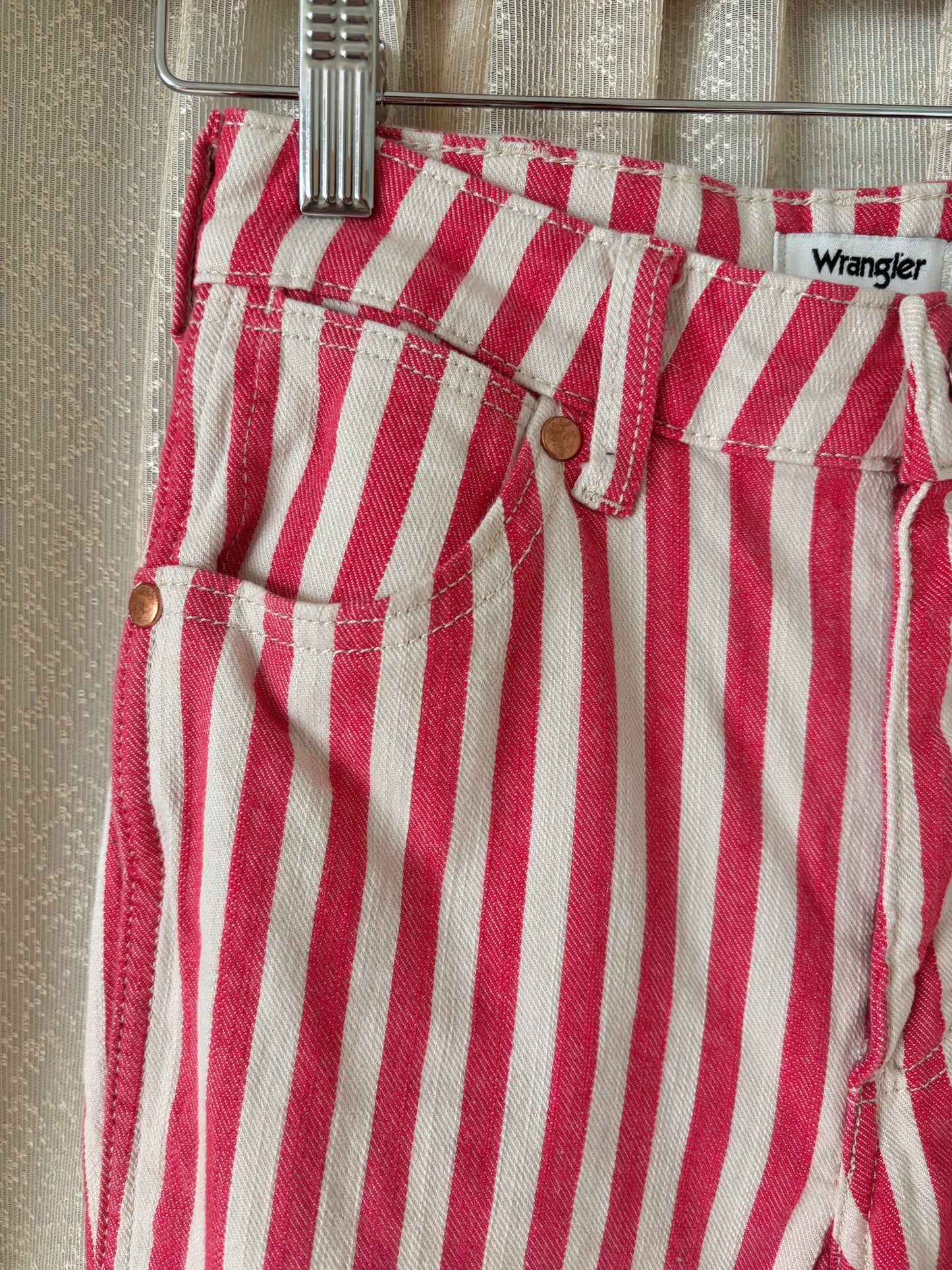 Red striped cotton Wrangler Wanderer flares