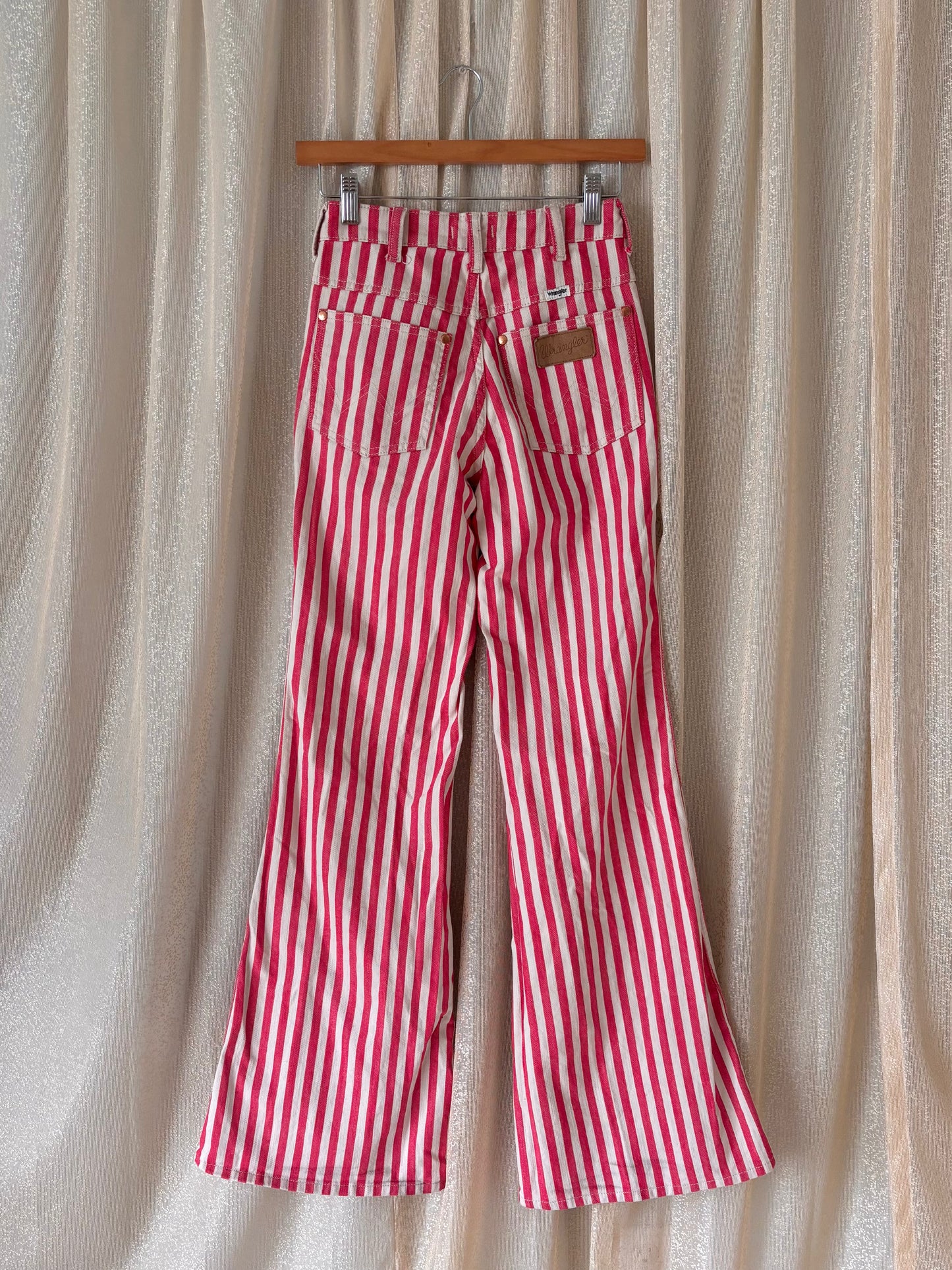 Red striped cotton Wrangler Wanderer flares
