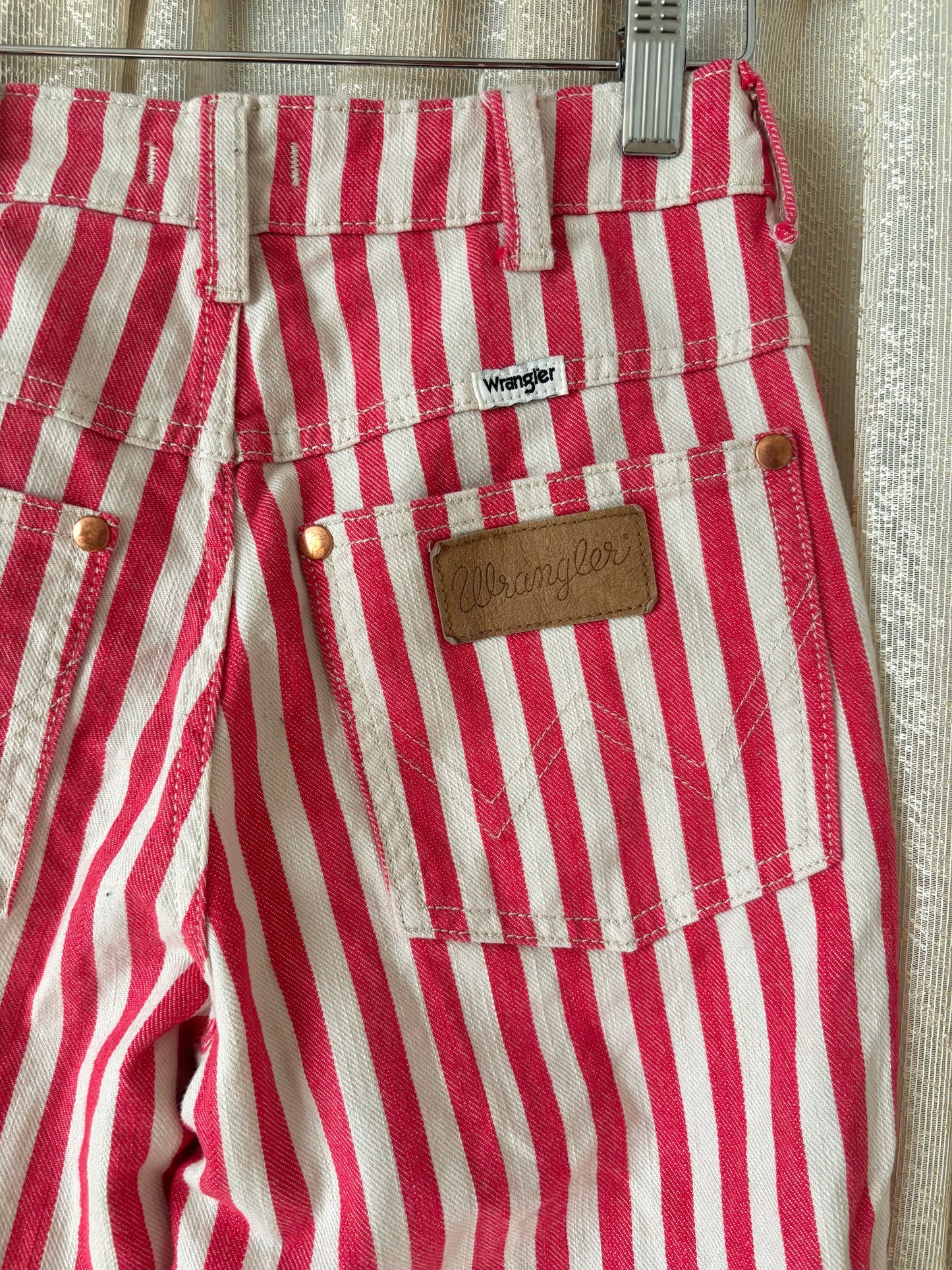 Red striped cotton Wrangler Wanderer flares