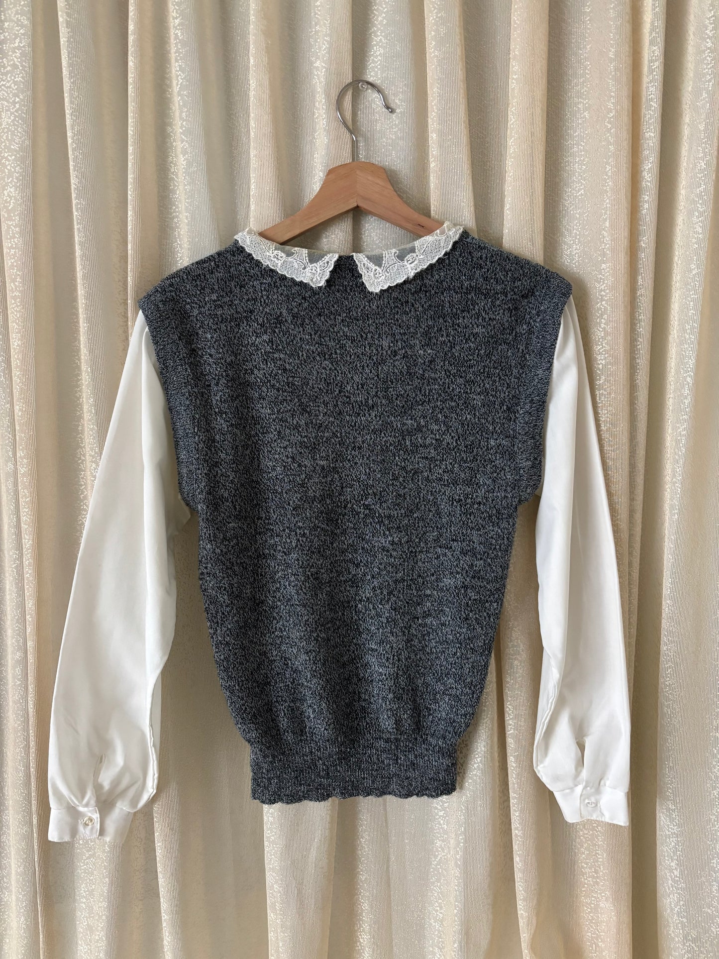 80s layered sweater blouse